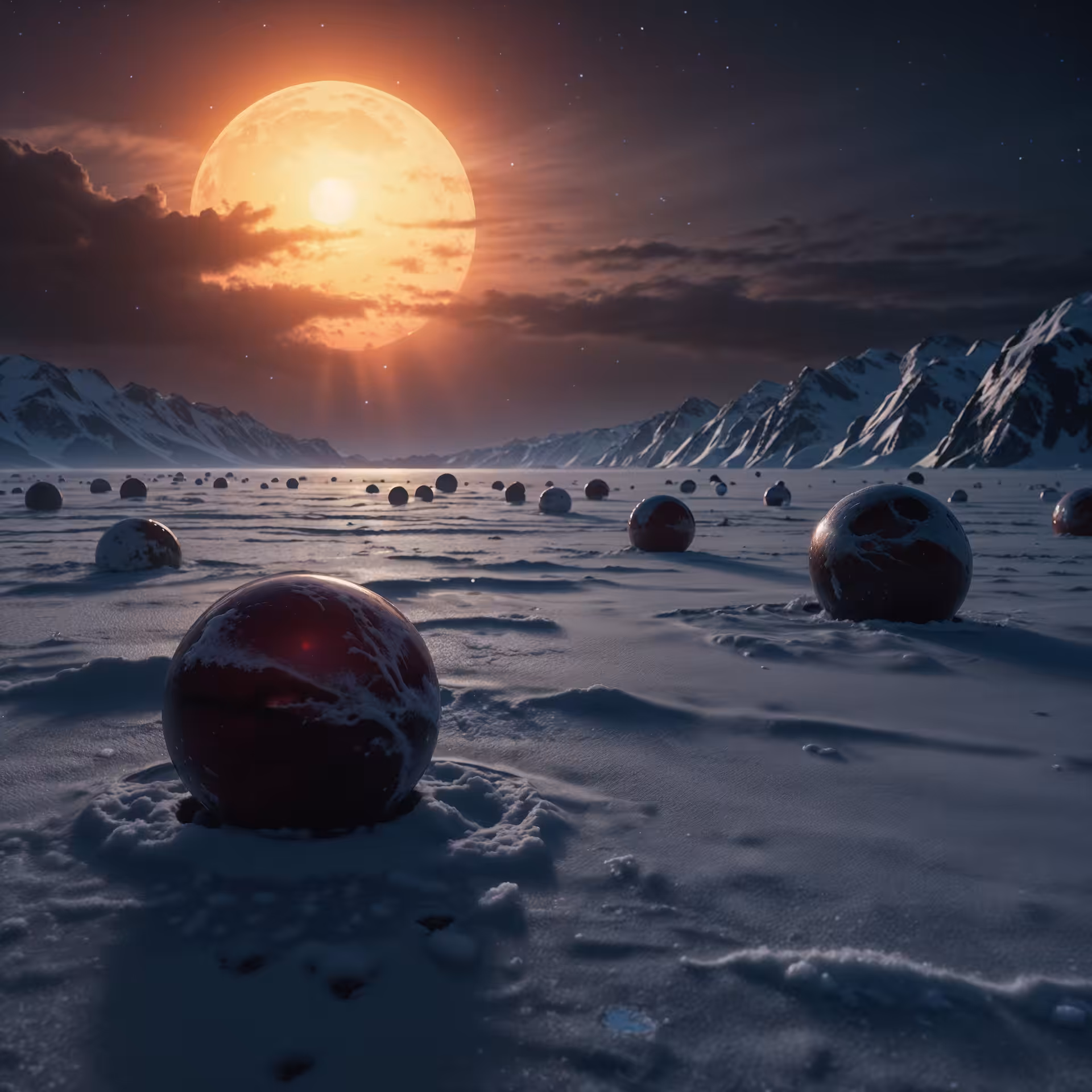 Celestial Visions: "Orbs of the Frozen Expanse"