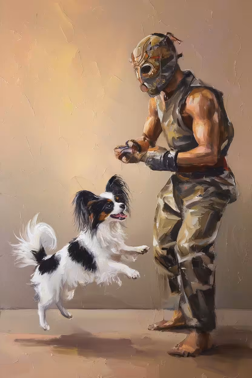Playing with a playful dog
