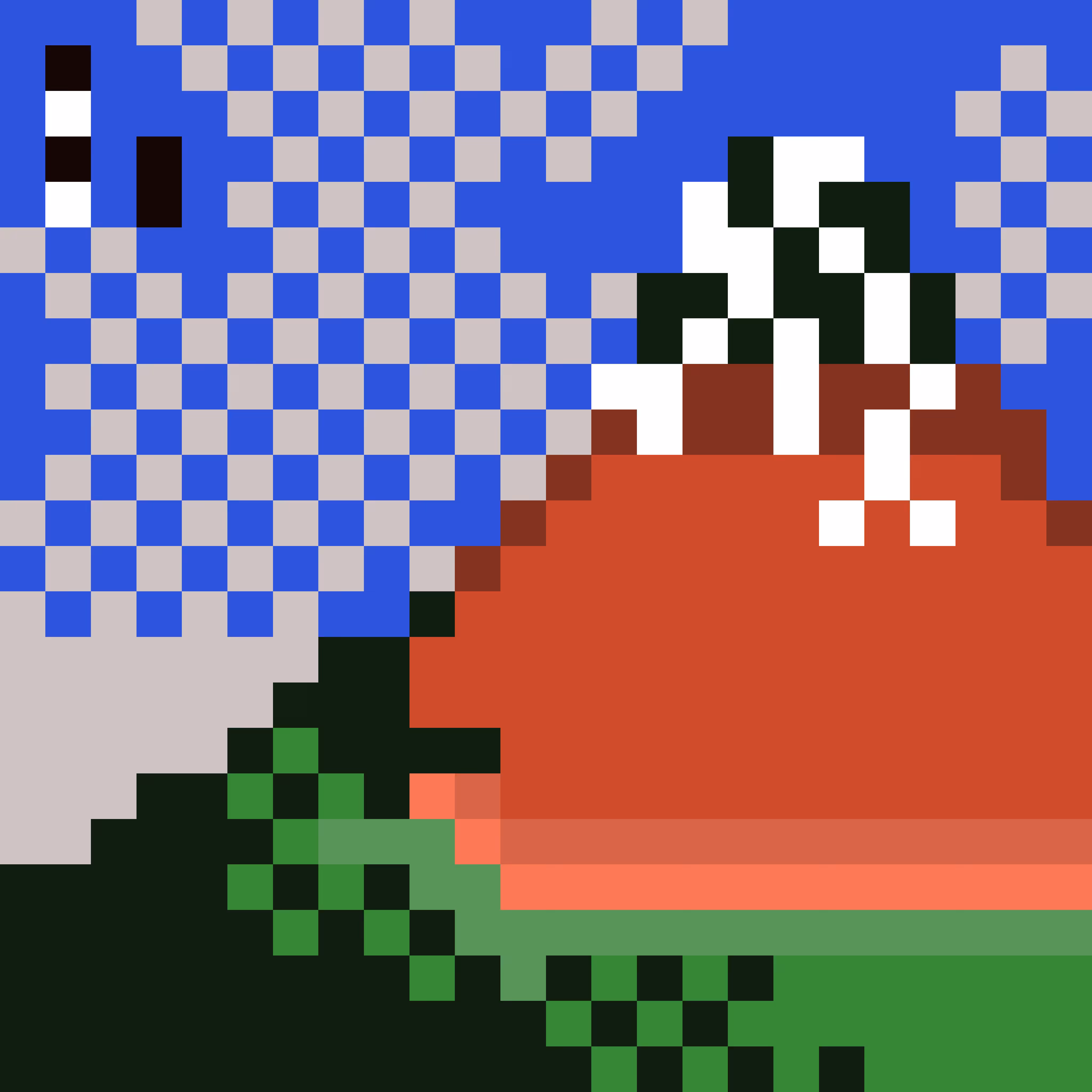 Fine Wind, Clear Morning (Red Fuji) 24 x 24 square pixel art