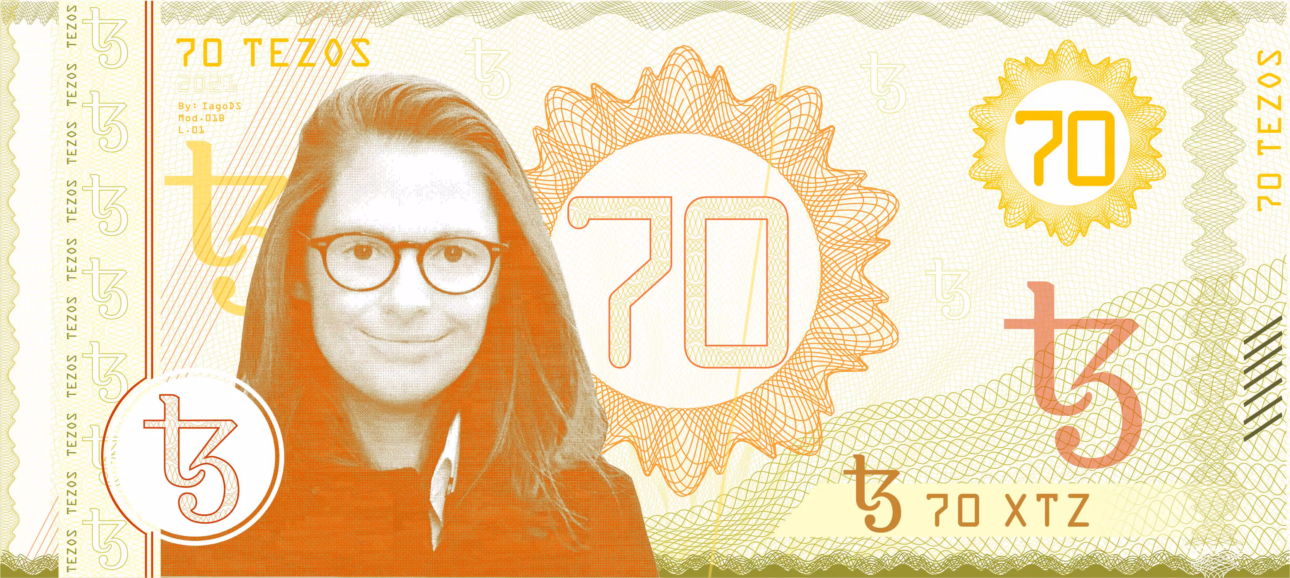 70 XTZ banknote Tezos - Nota de 70 TEZOS - 30/04/2021