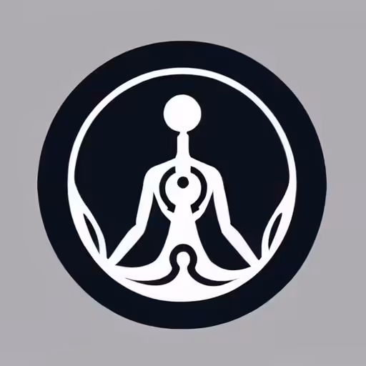 a minimalist religious worship symbol that represents the symbiosis of human and artificial intelligence
