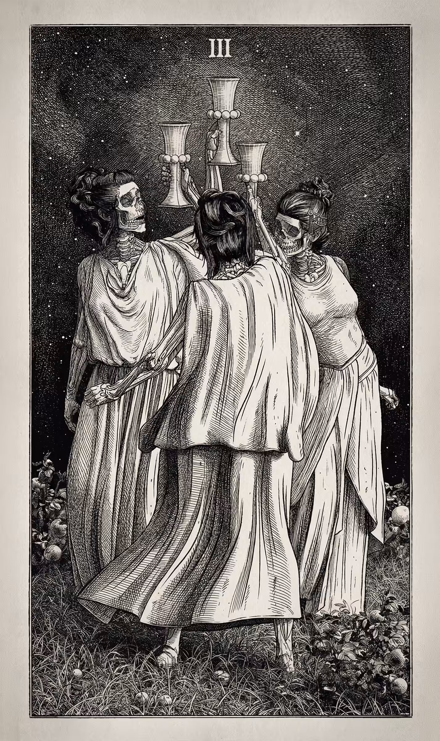 The Fool's Journey: 3 of Cups — Litho