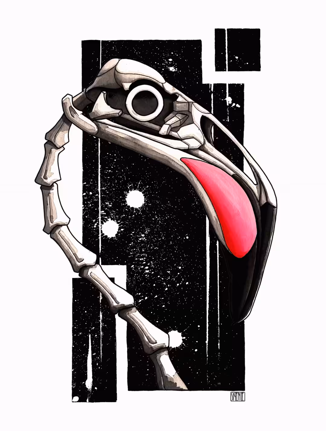 Re-animated Flamingo Skull