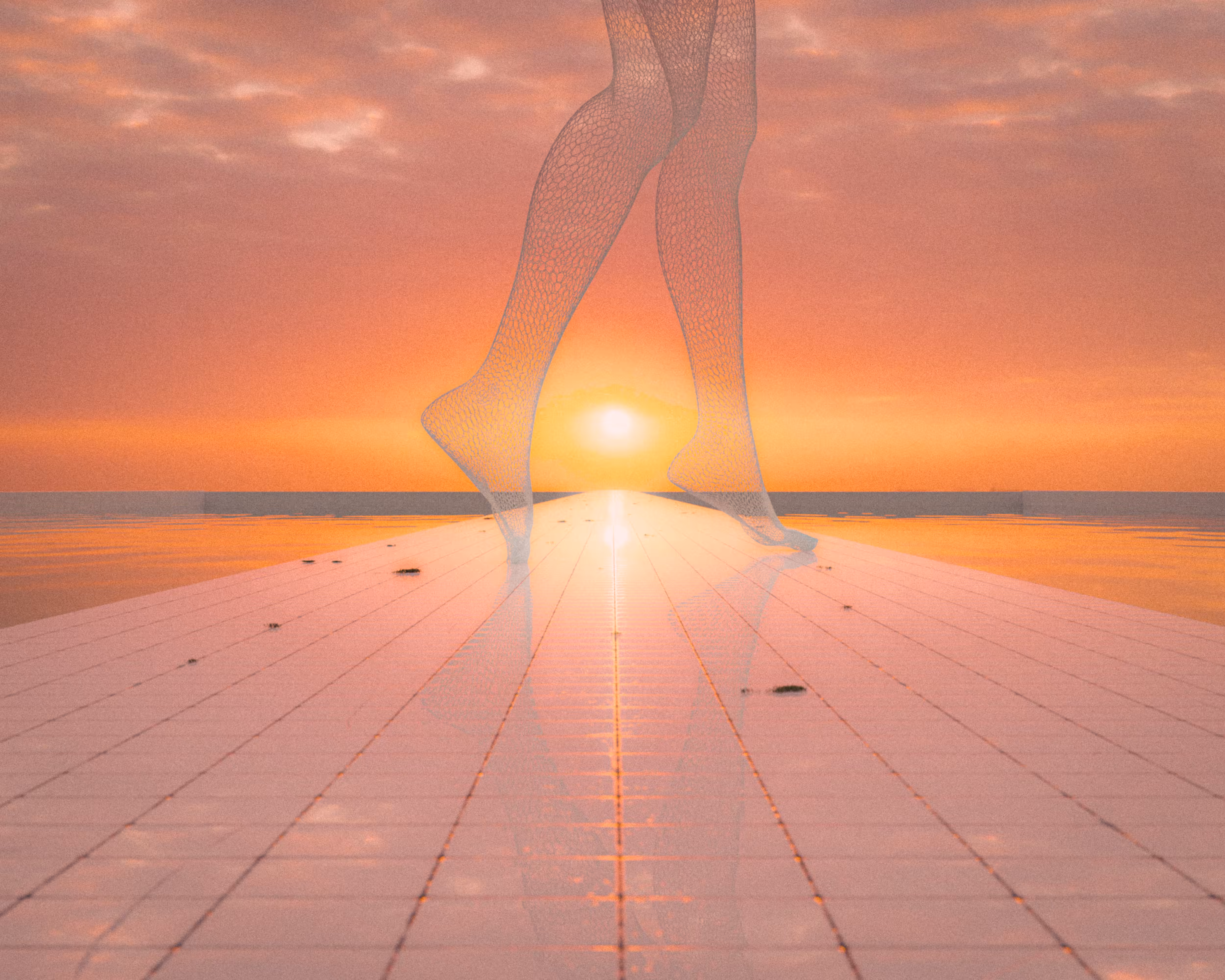 sunset by the pool