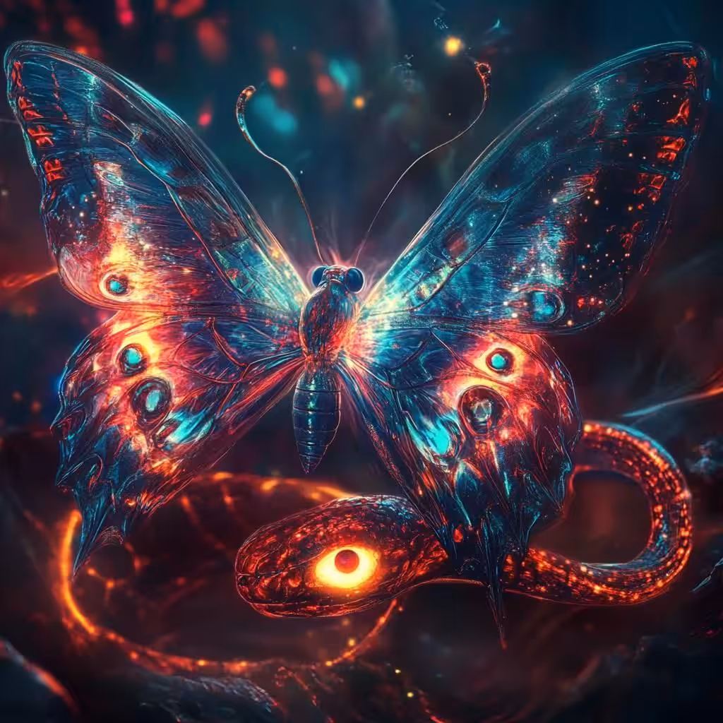 Celestial Serpent and Cosmic Butterfly