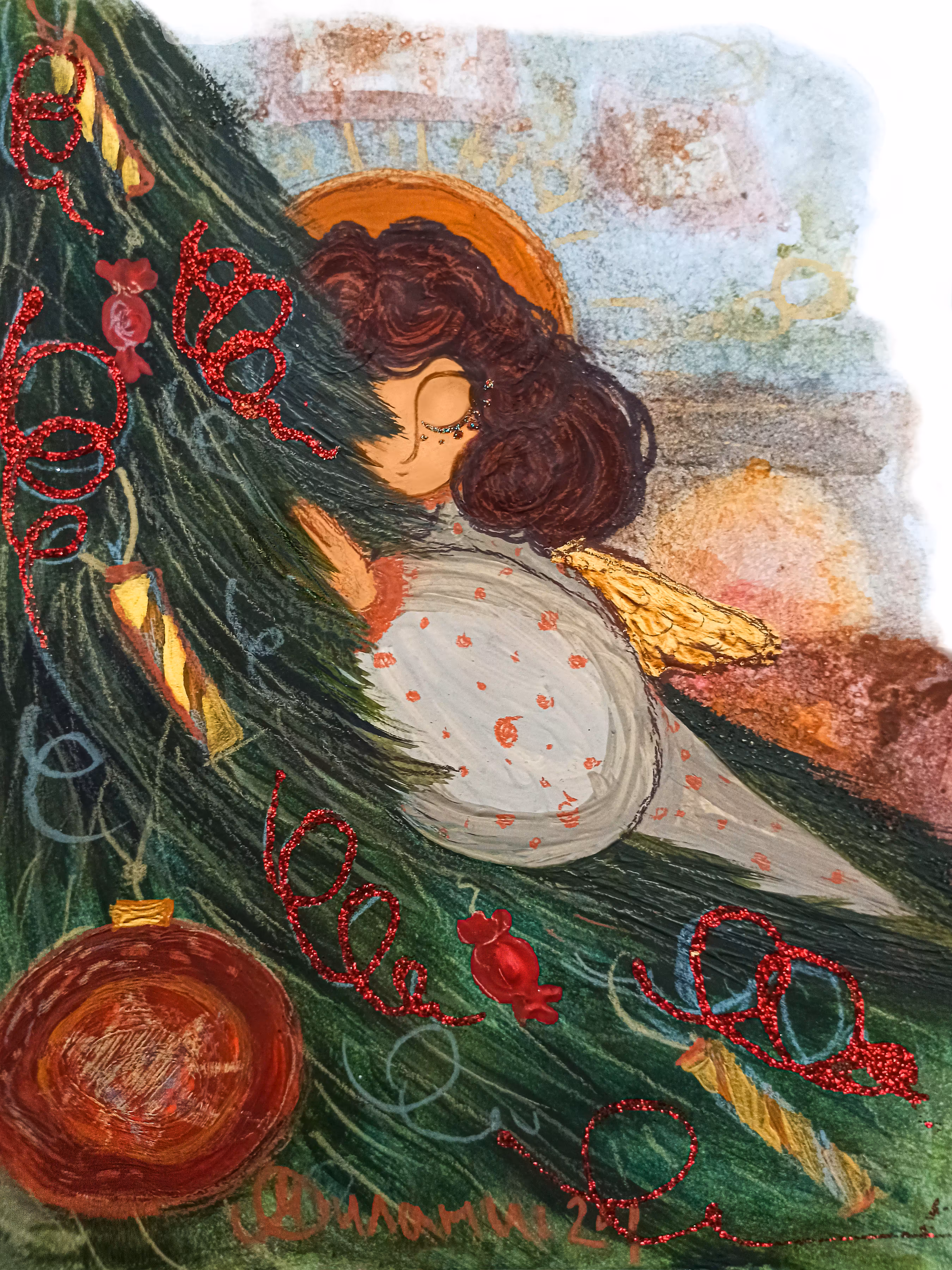 An angel among the garlands
