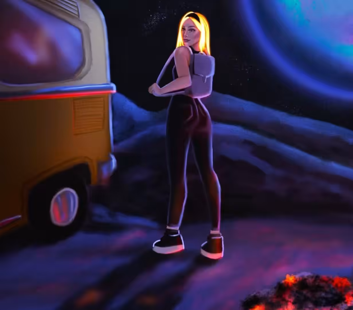 Glowing hair is in the Outer Space