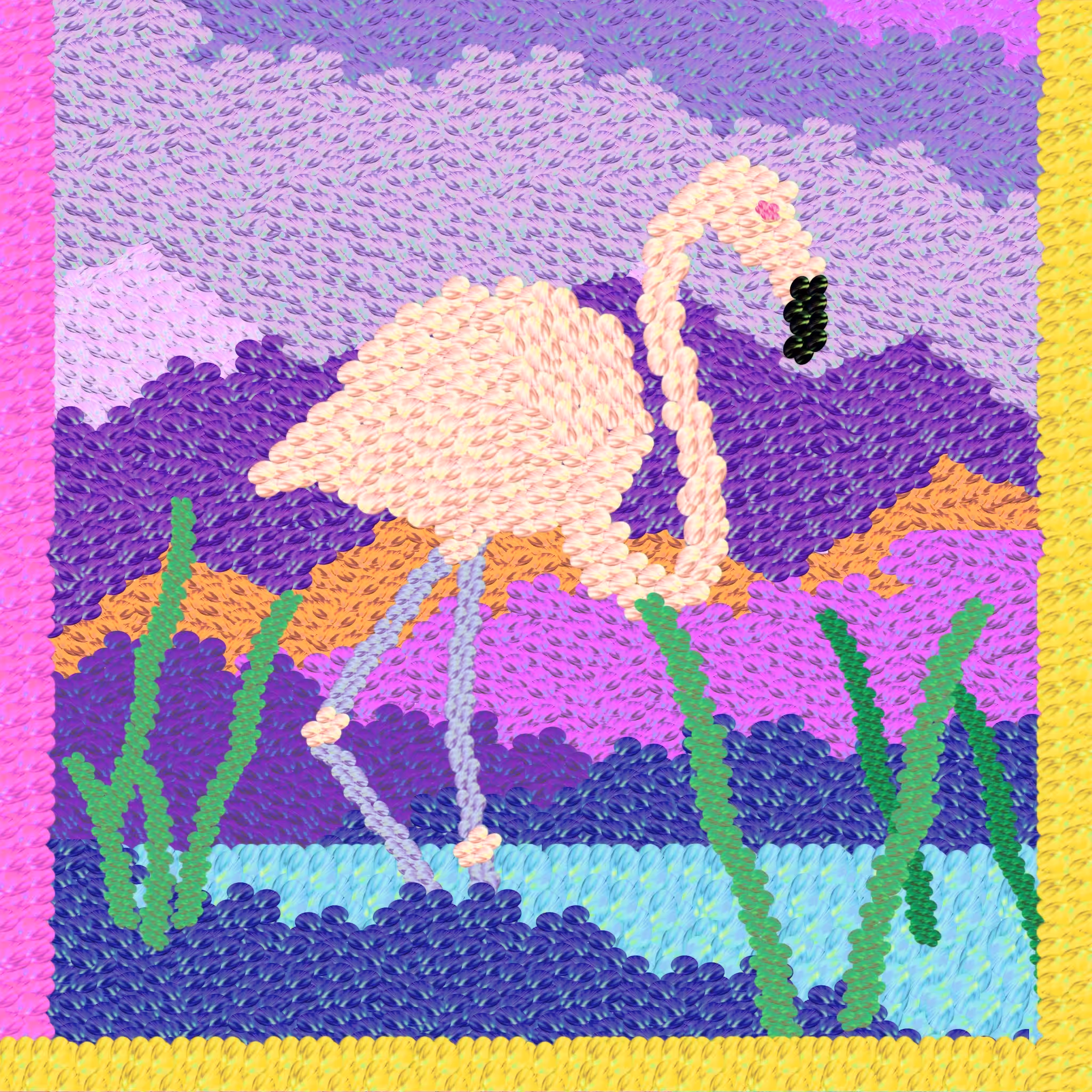 Lake and flamingo