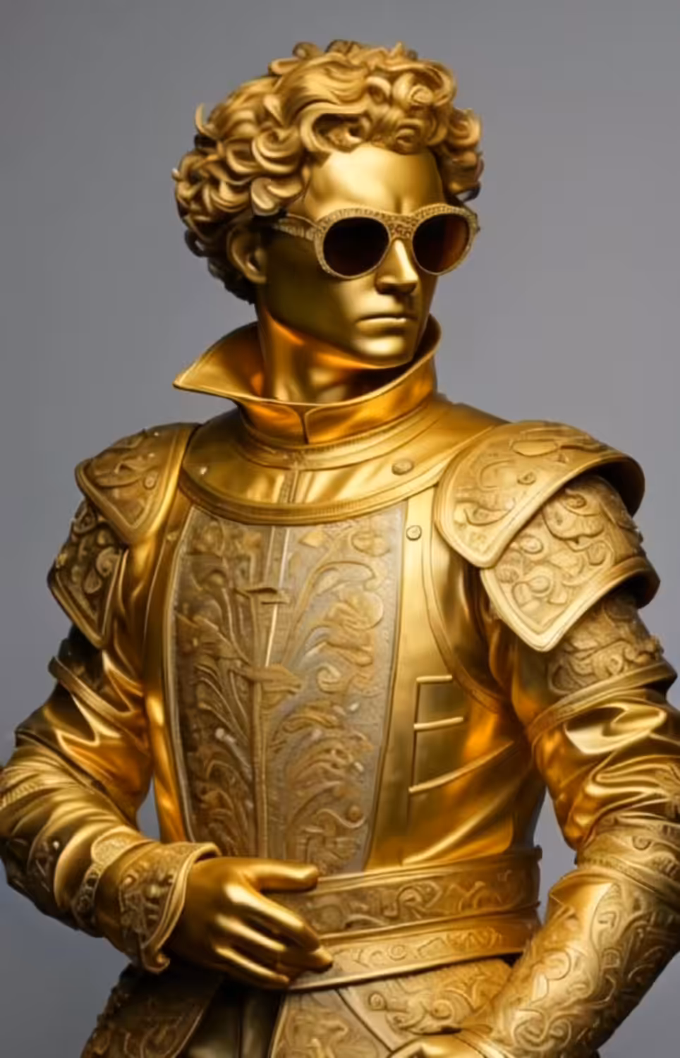 FAMOUS SCULPTURES: Giuliano de Medici - Gold sculpture 