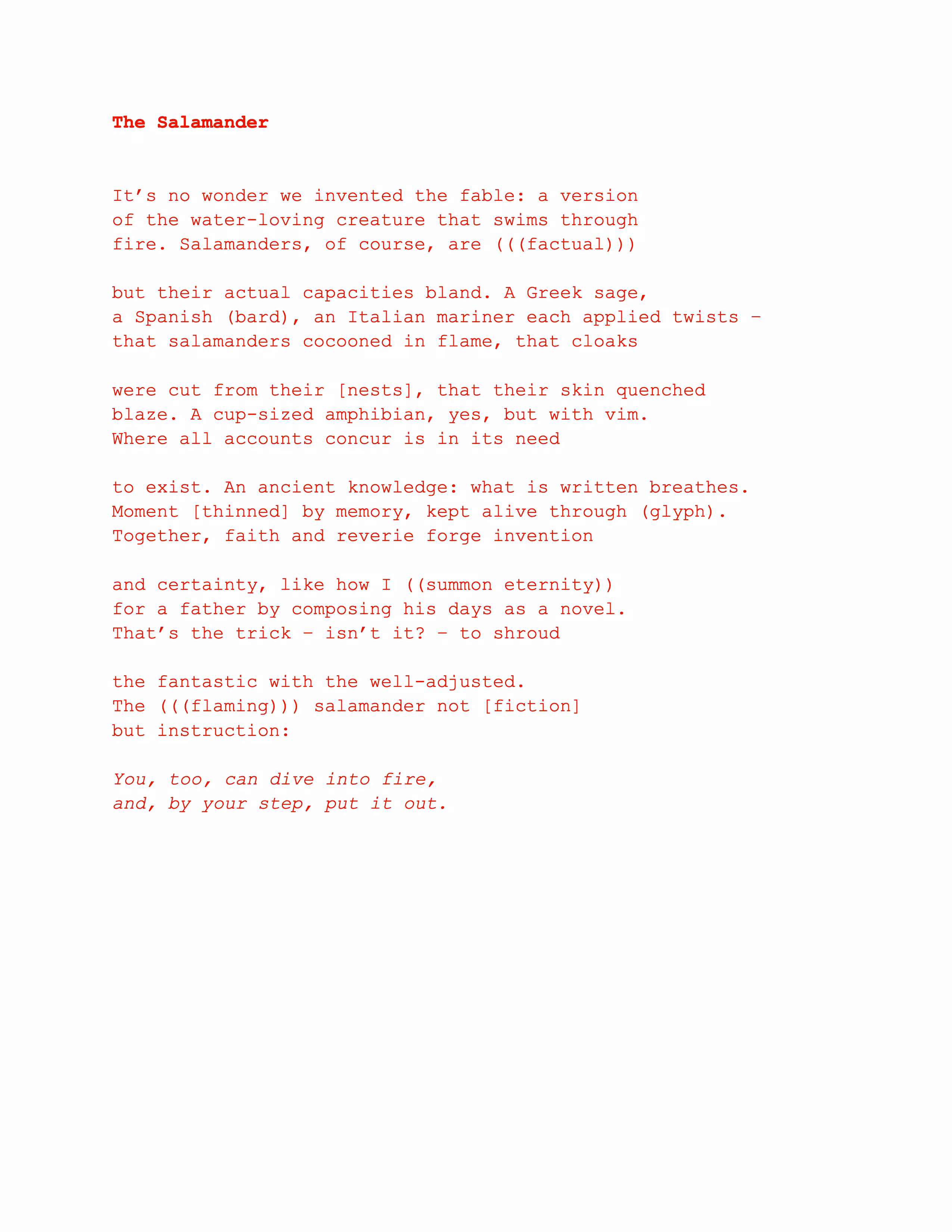 The Salamander: Poem by Ana María Caballero