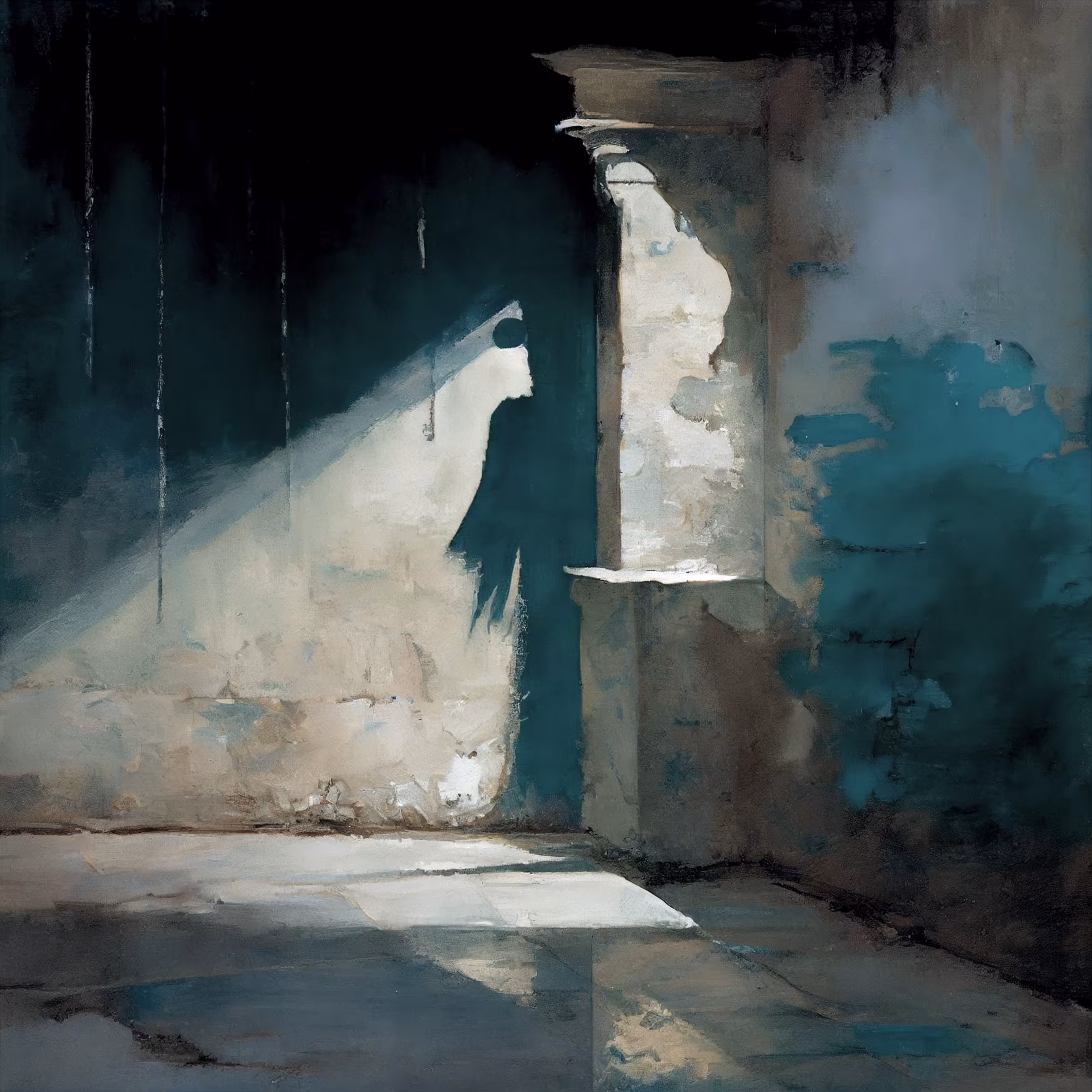 House with the Ghosts: Painting with angel’s cemetery