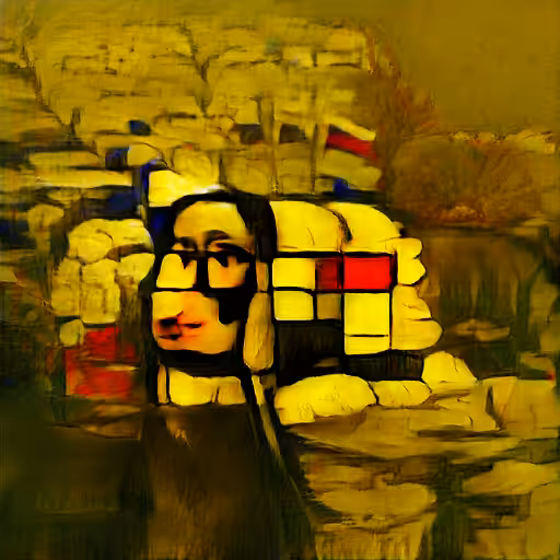In Piet Mondrian's Style Monalisa