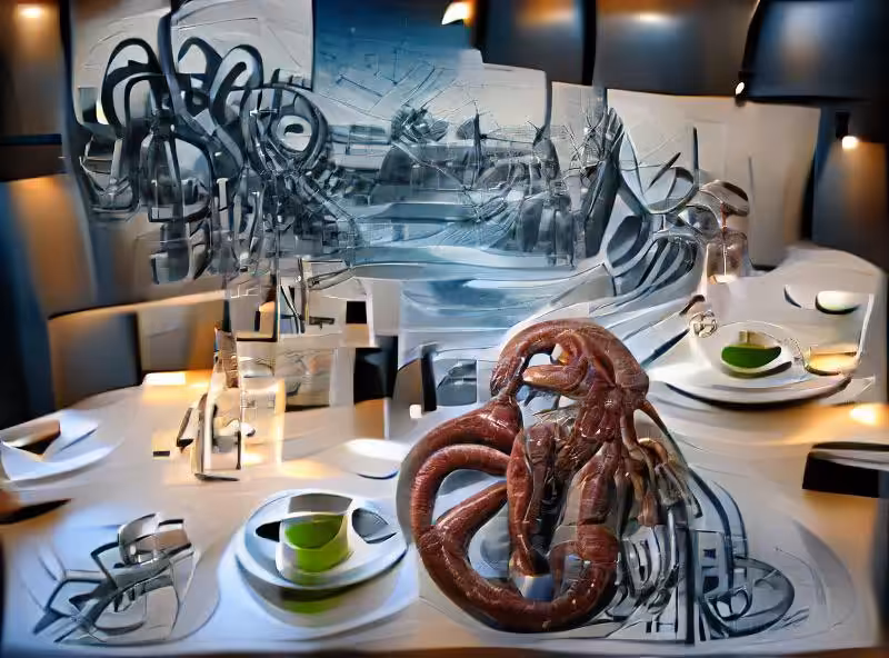 Abraham's First Works: kraken dining in michelin restaurant interior