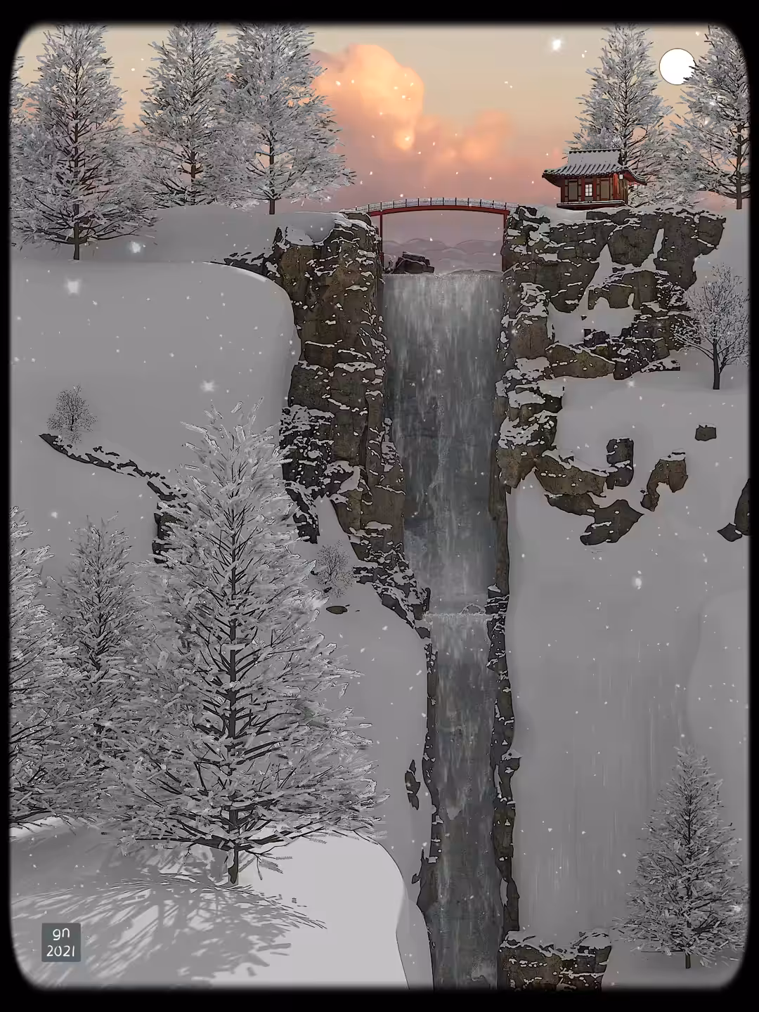Snow Moon Waterfall