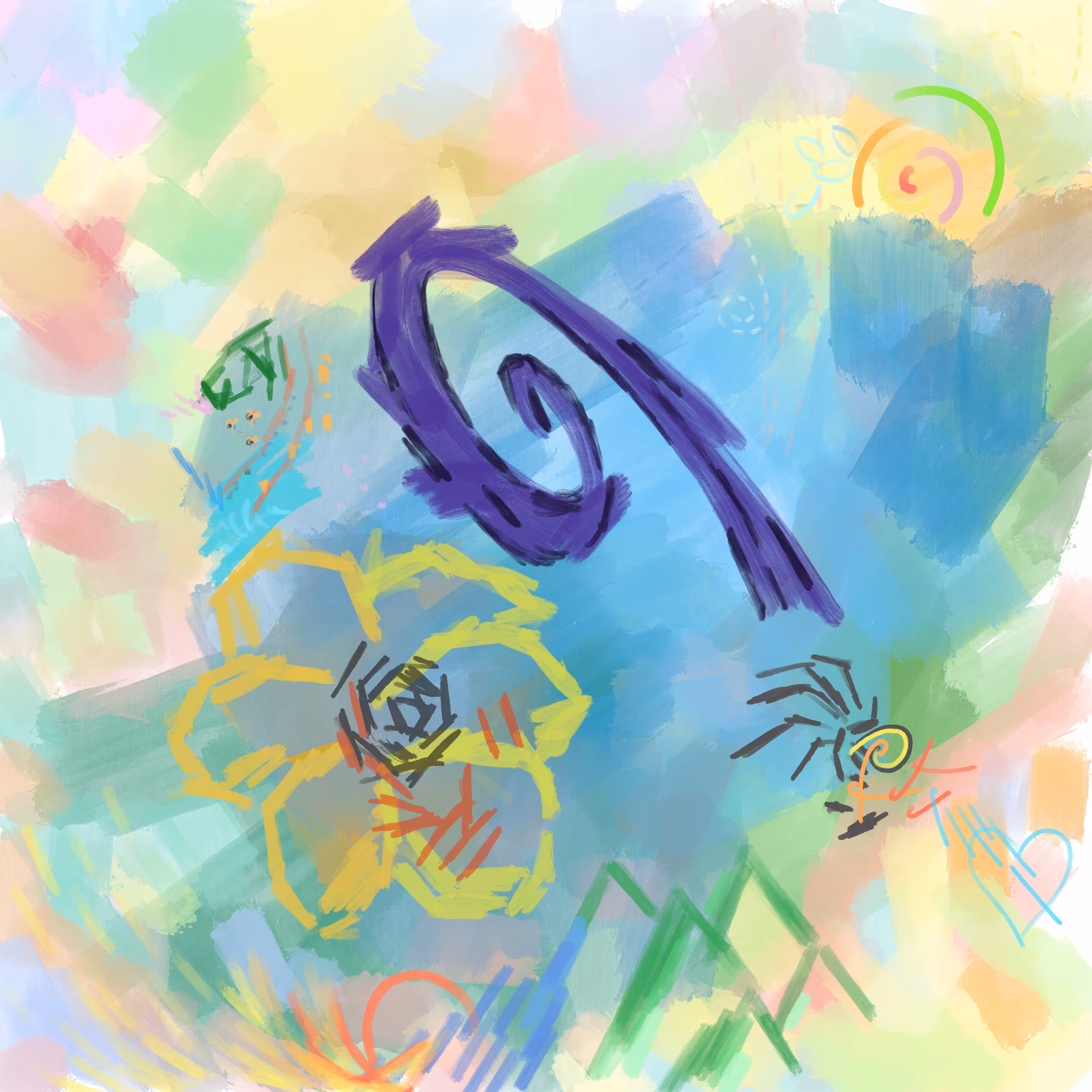 Abstract with spiral, flower, heart