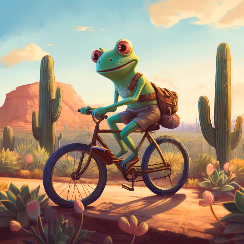 Frog on a bicycle