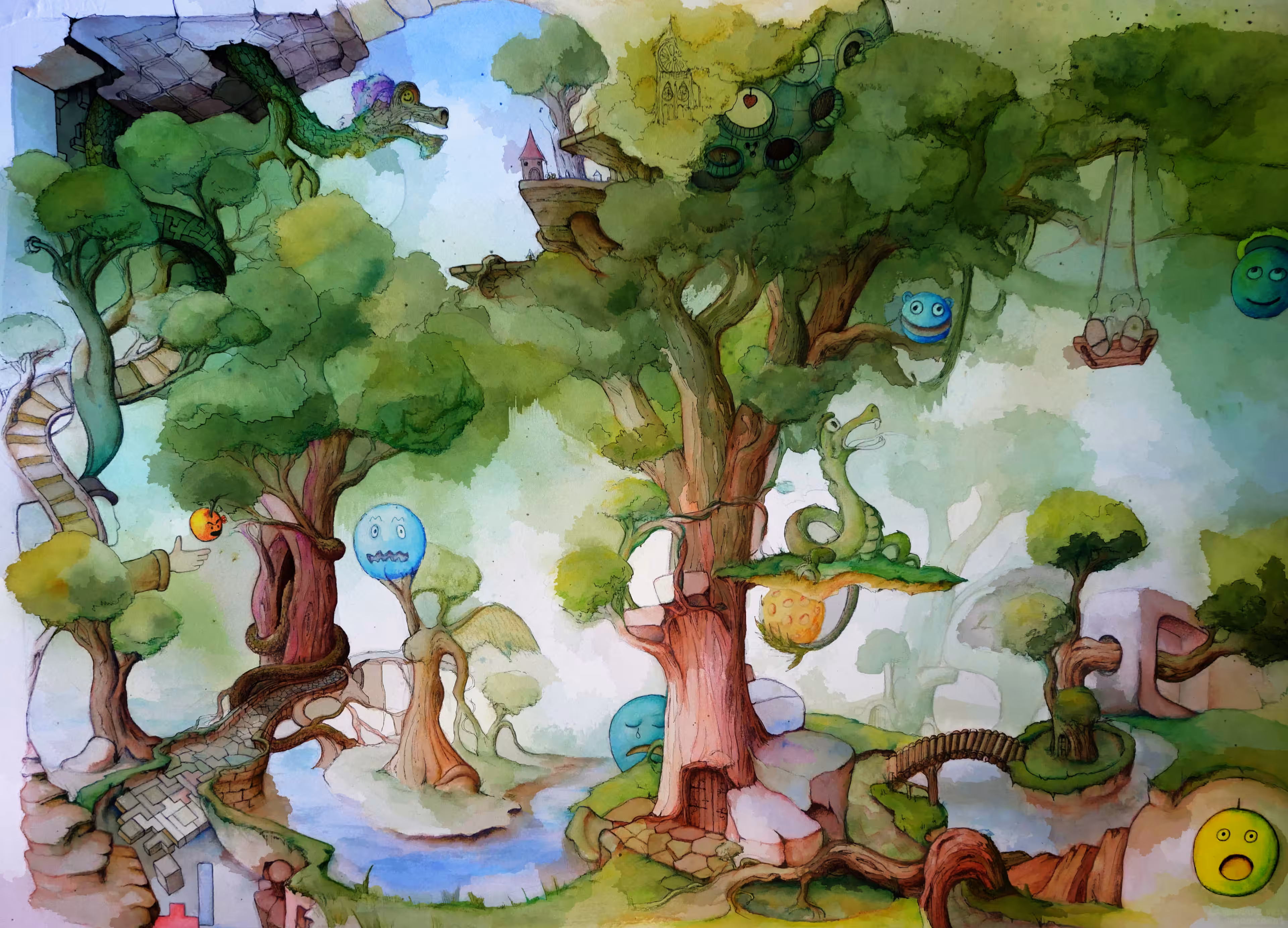 Fantasy watercolor landscape 0019