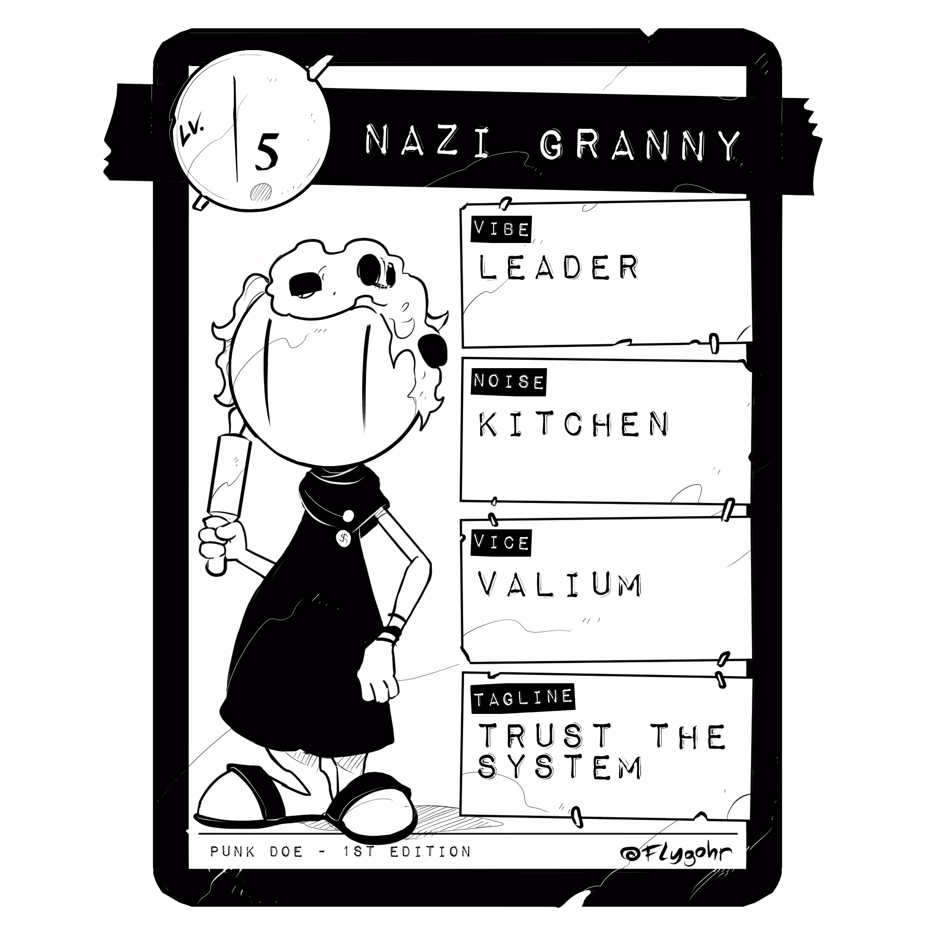 NAZI GRANNY | Original Villain Card | 1st ED.