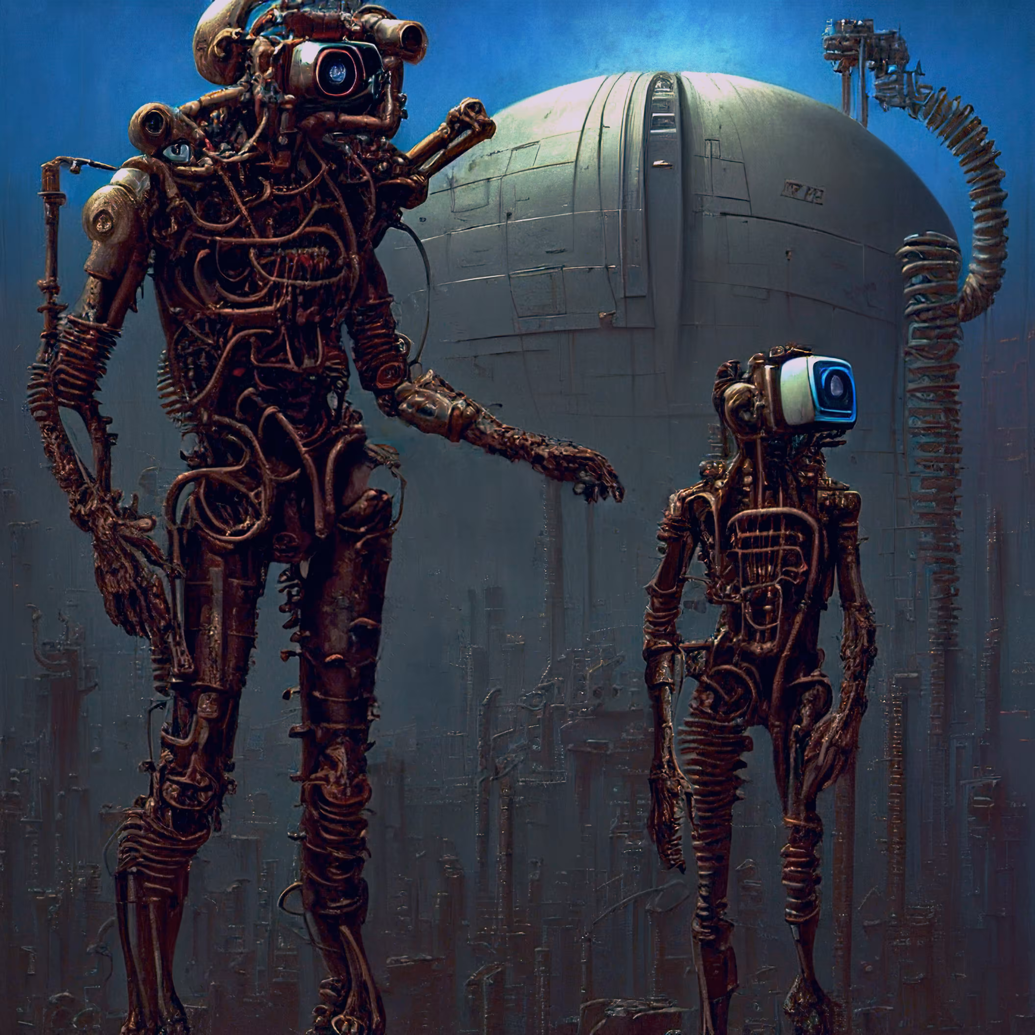 Cyberjunk universe: Mentor and apprentice