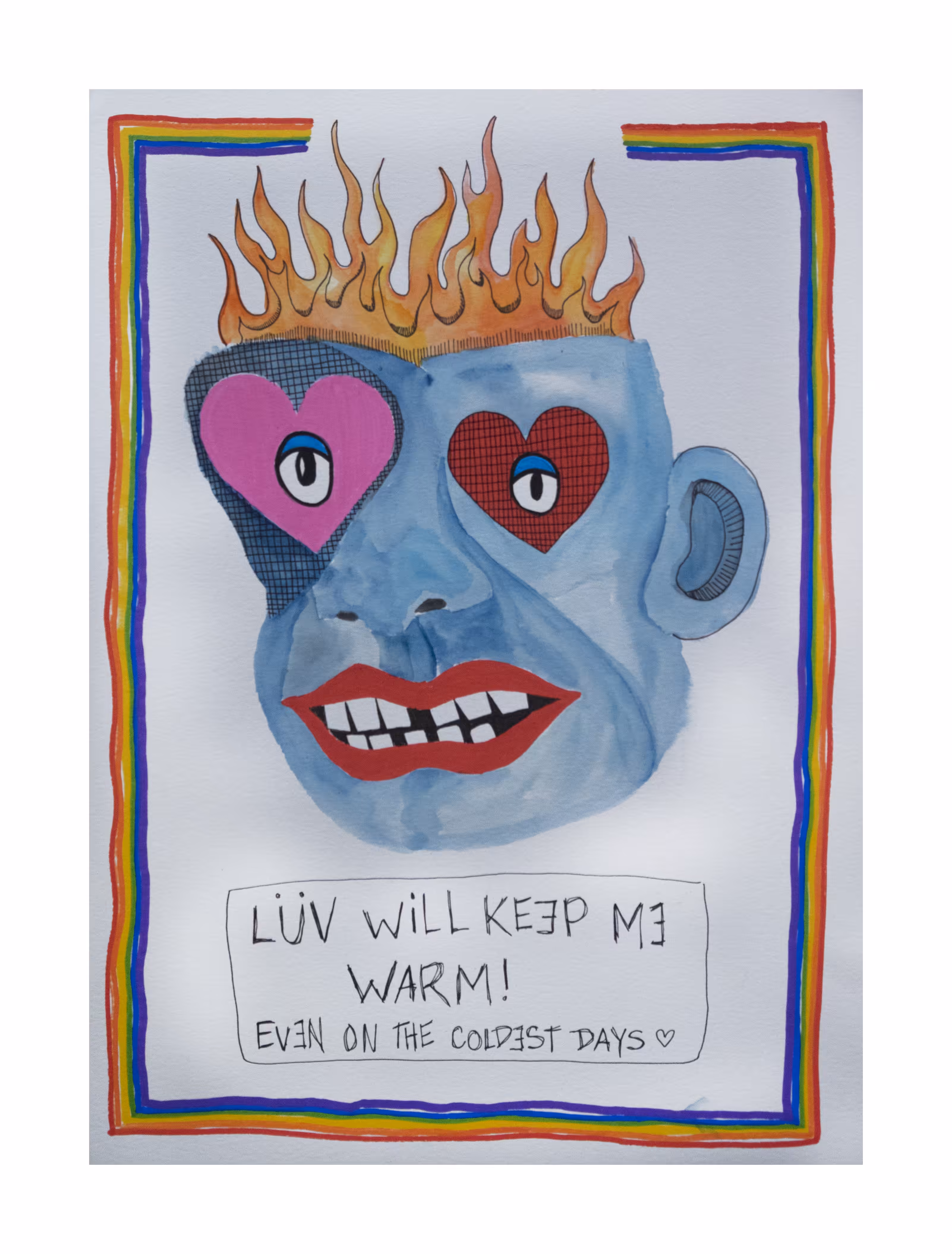 LÜV Will Keep Me Warm. Watercolor on 11x15” paper By Steven Rea