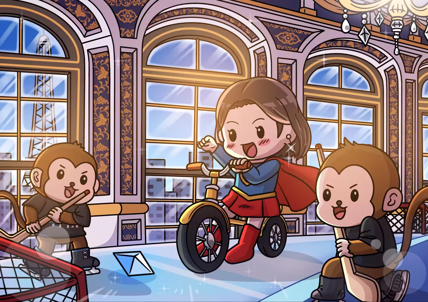 Superwoman With Hockey Monkeys