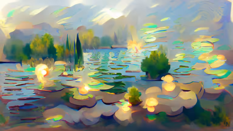 light hitting lake | impressionism (pixray_genesis)