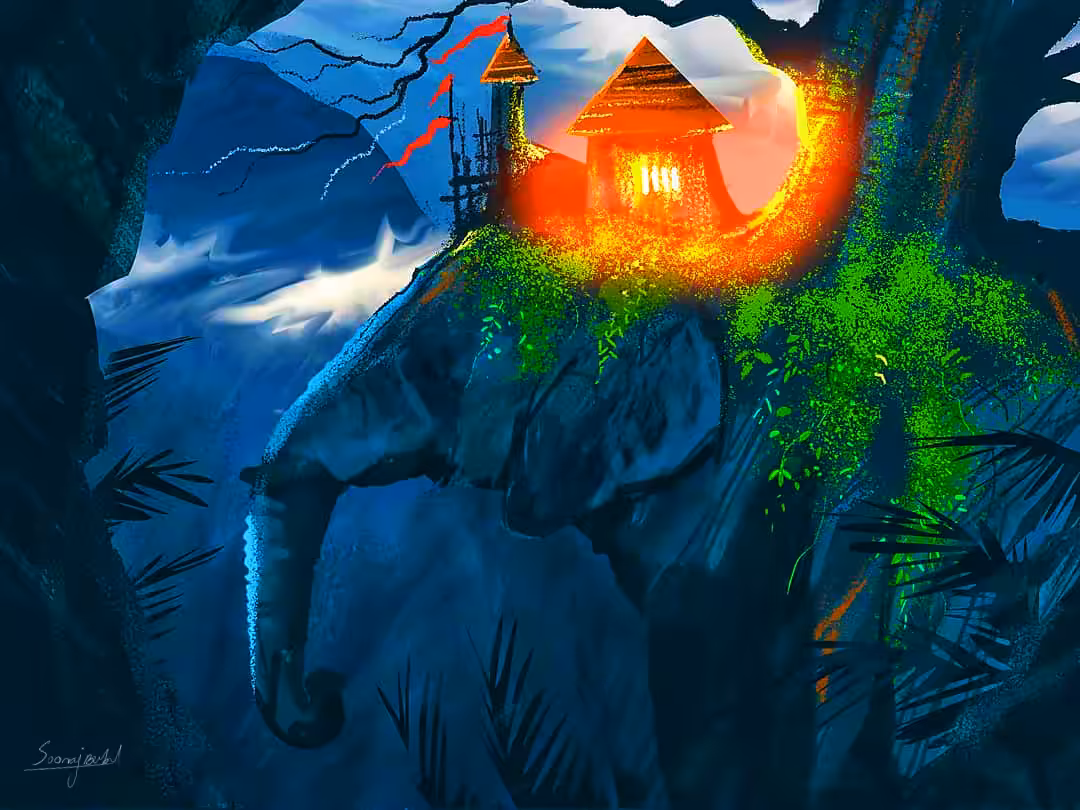Temple and the elephant rock