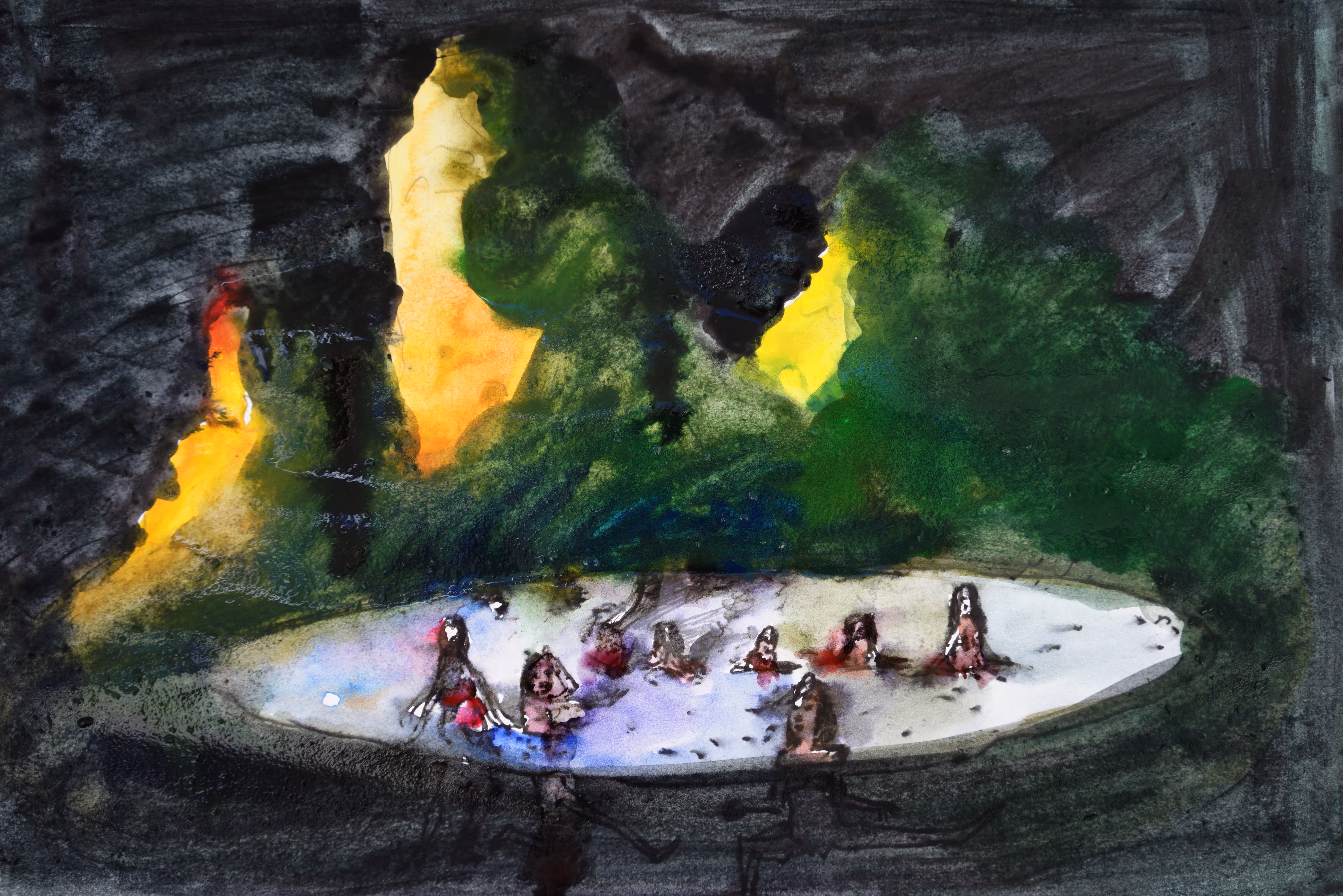Drawing-012 "Bathing in a bowl"