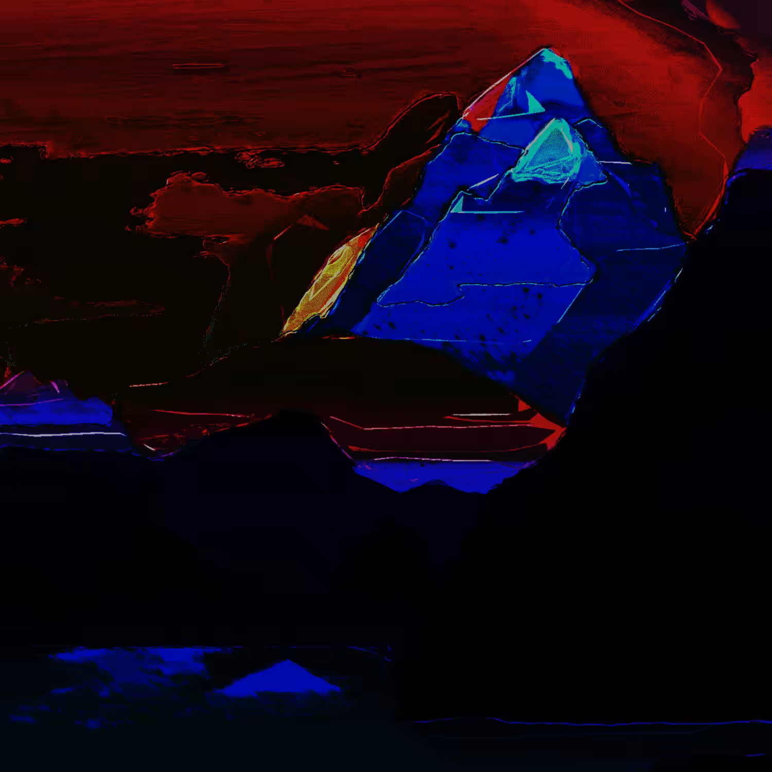 Abstract digital waterfall with fountain