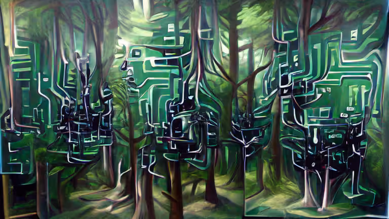 recursion painting of a cybernetic forest (pixray_genesis)