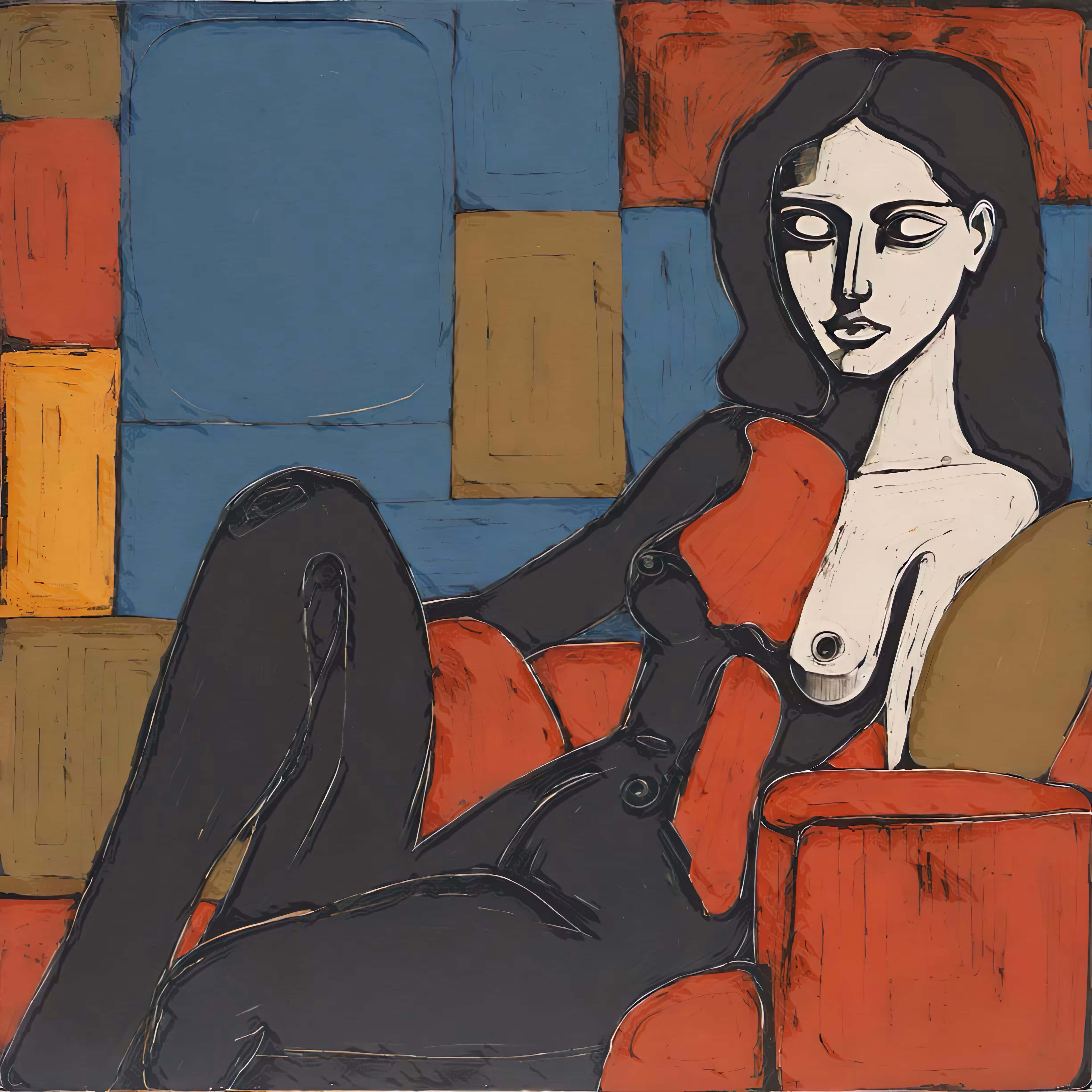 POP TO EXPRESSIONISM: Reclining Woman on Red Sofa