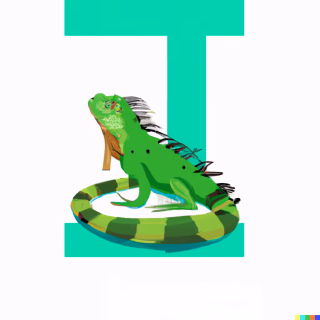 Letter I surrounded with an Iguana