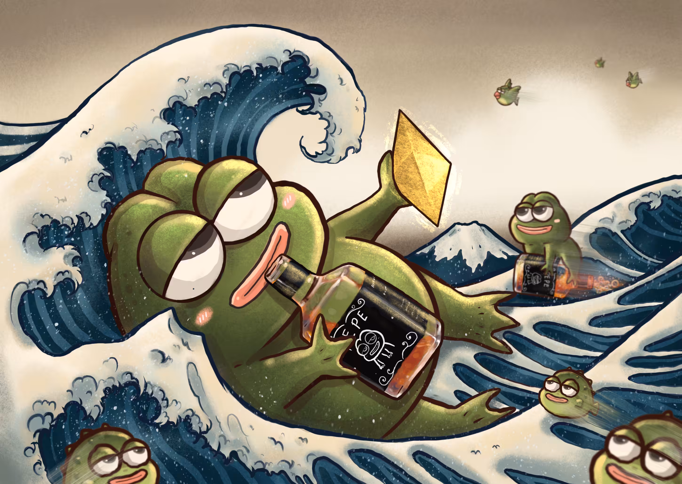 PEPE IN THE GREAT WAVE