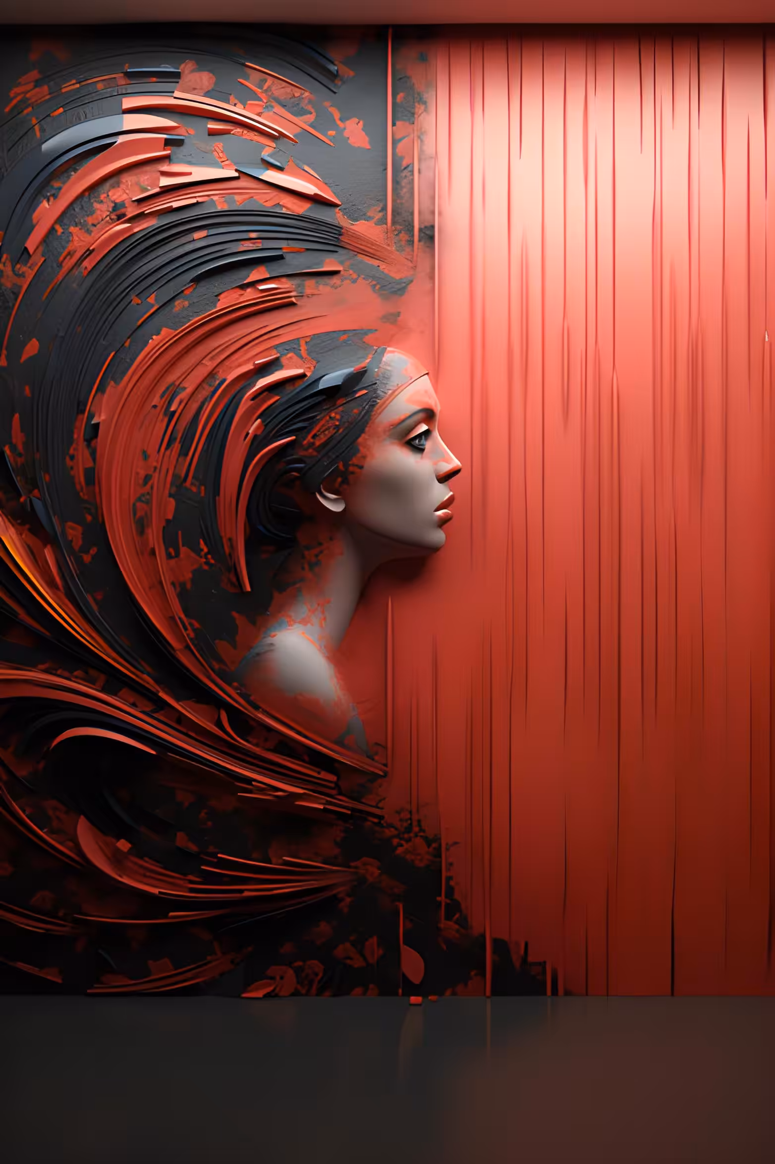 Red waves in the rain
