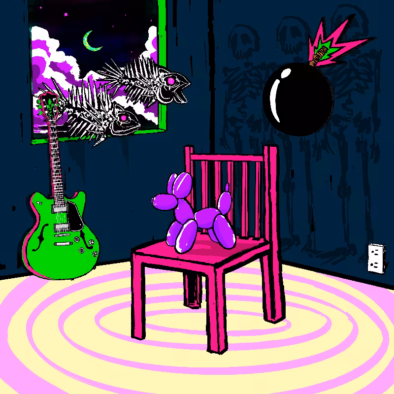 pink chair in the blue room #113