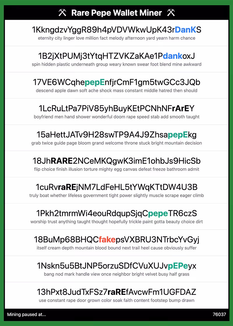 Rare Pepe Wallet Mining