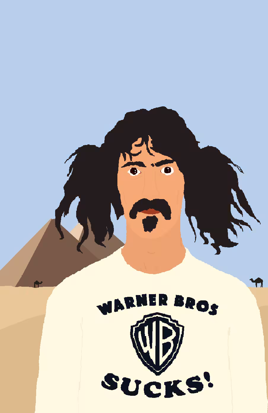 "Portrait of Frank Zappa at the Egyptian pyramids"