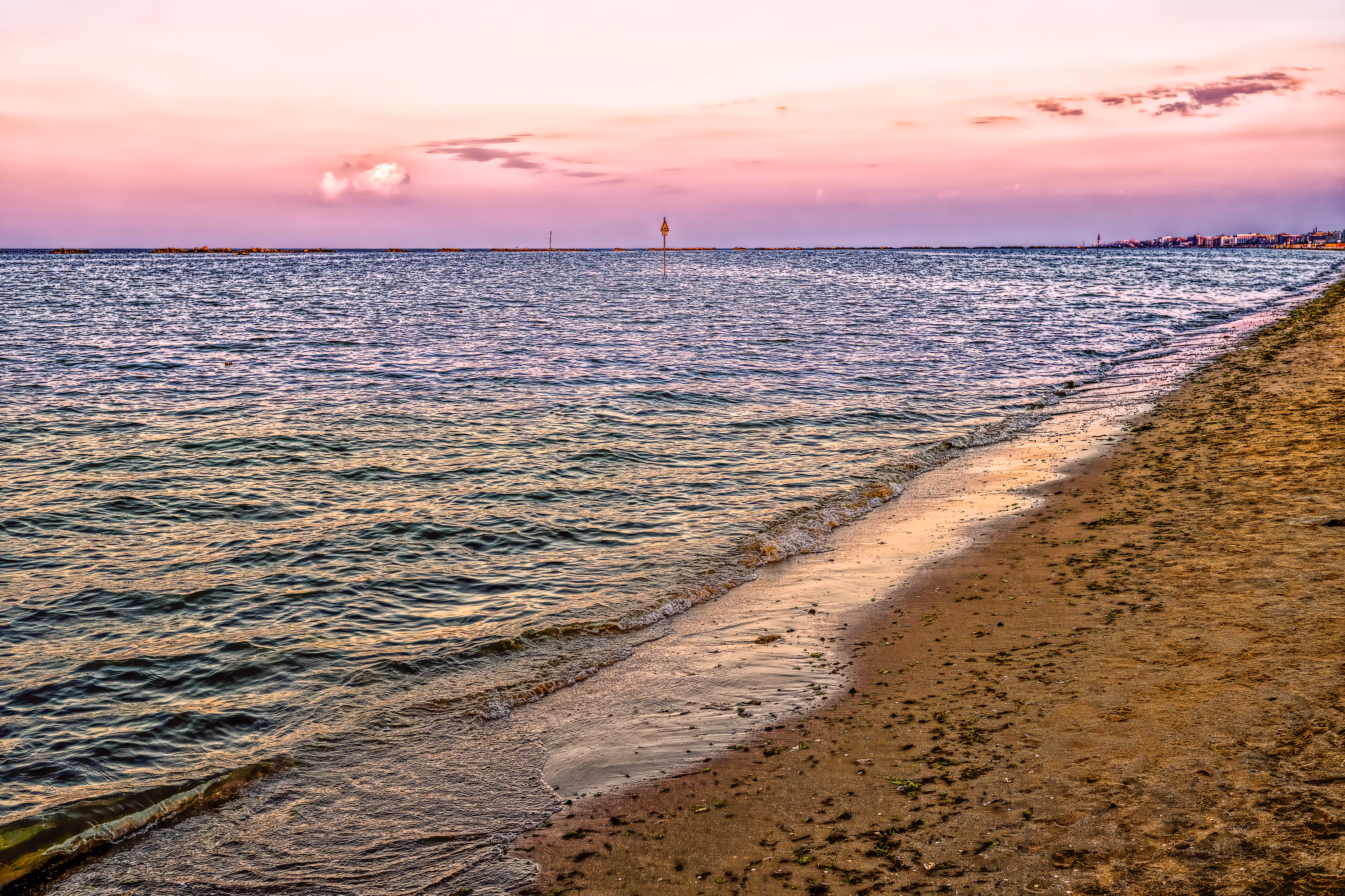 Sunsets and Sunrises: Cesenatico – Pastel Waves at Dusk