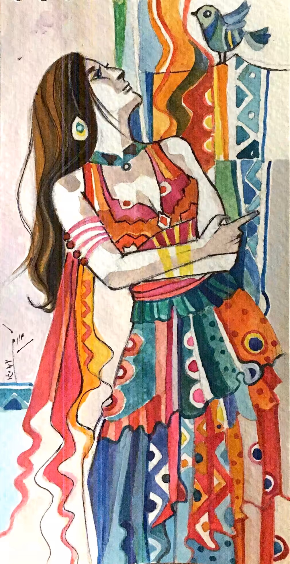 Woman with bird 
