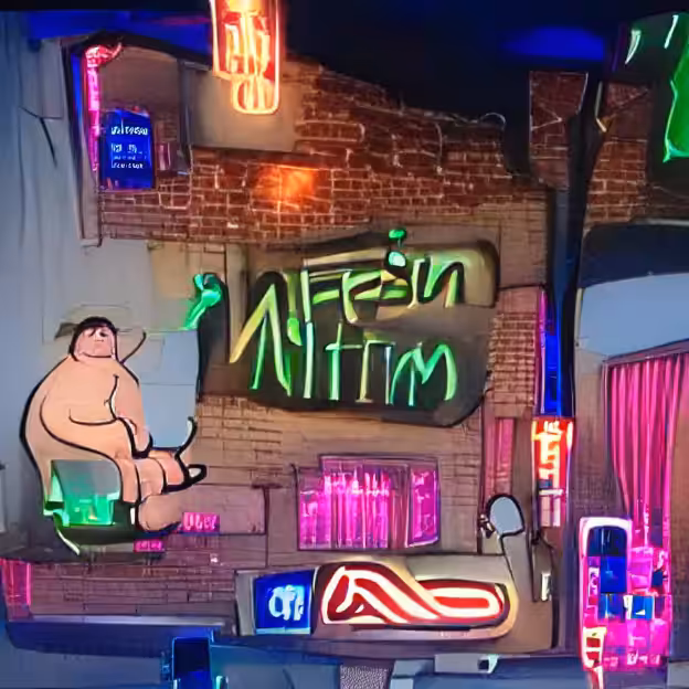 Drinking absinthe with Peter Griffin from Family Guy at NFTism strip club