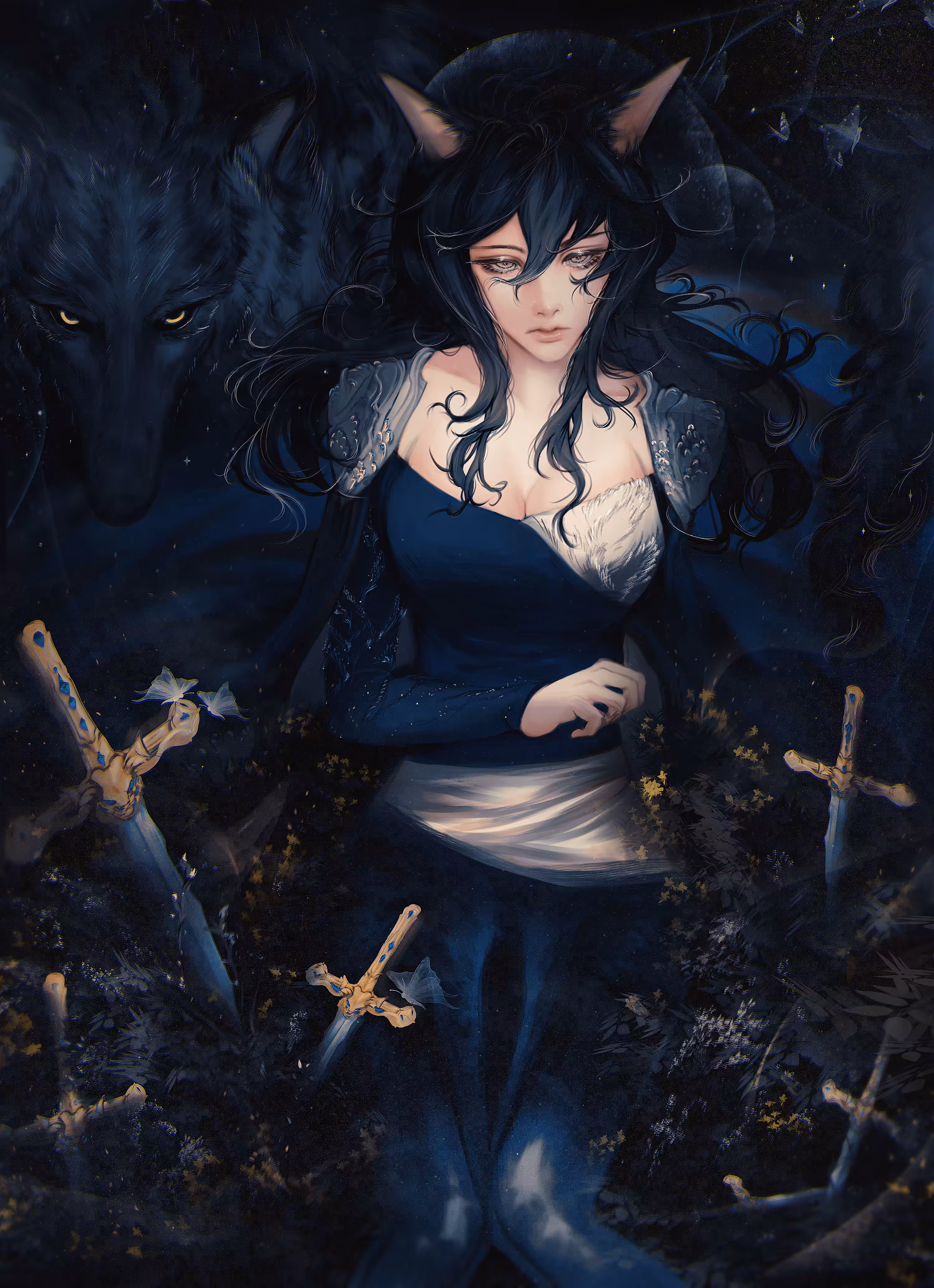 dark river, starless sky