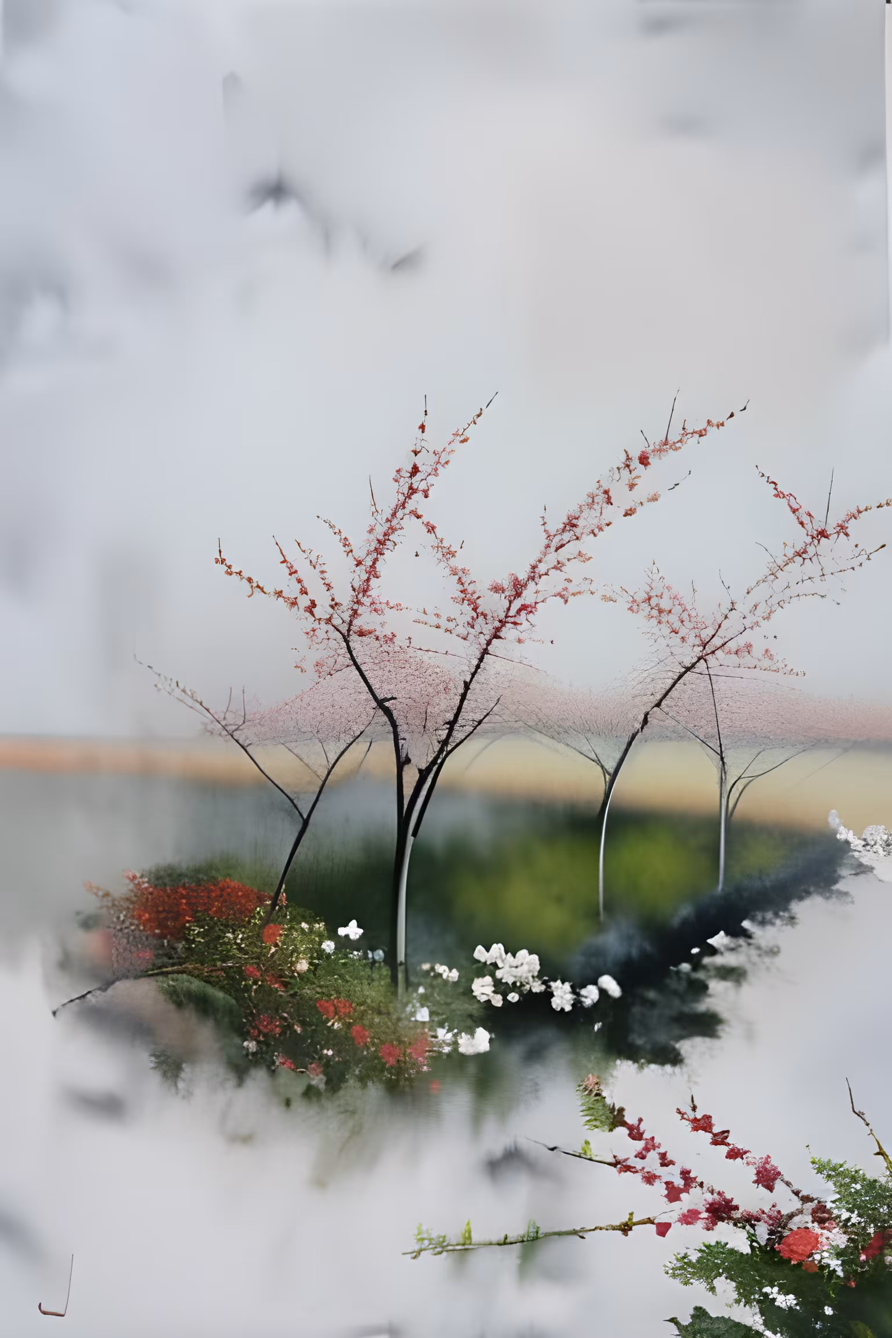 Almond abd cherry blossoms 