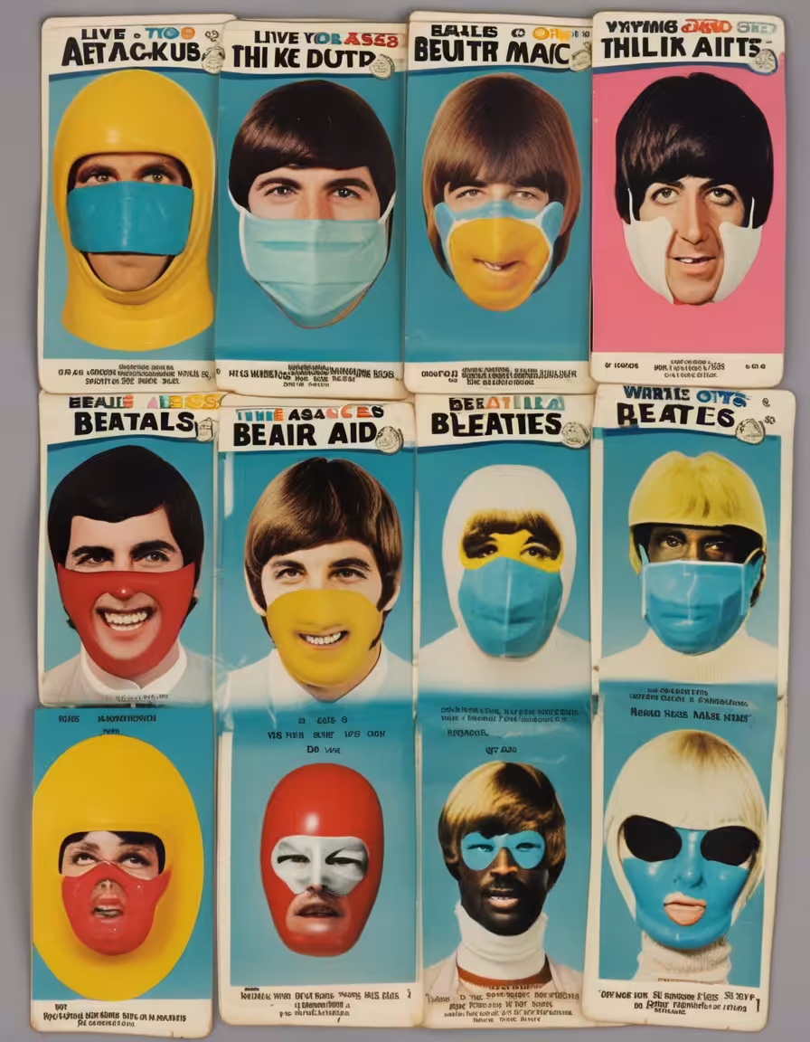 THE BEATLES FAB FIVE COVID MOUTH MASKS