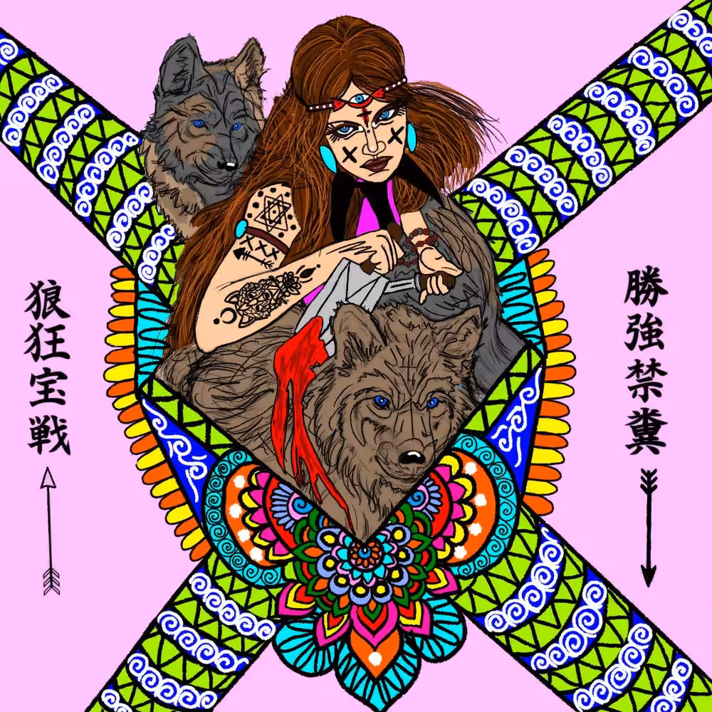 Lady with wolf
