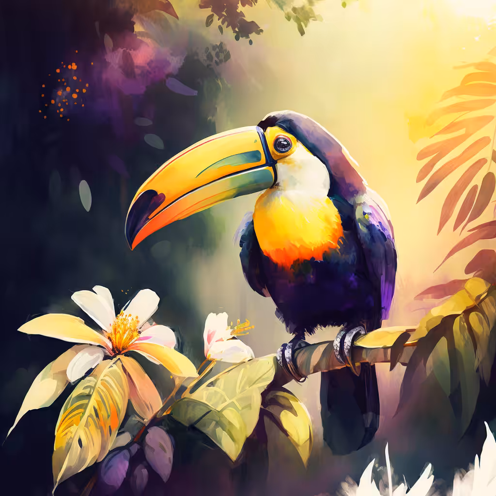 A toucan resting on a branch