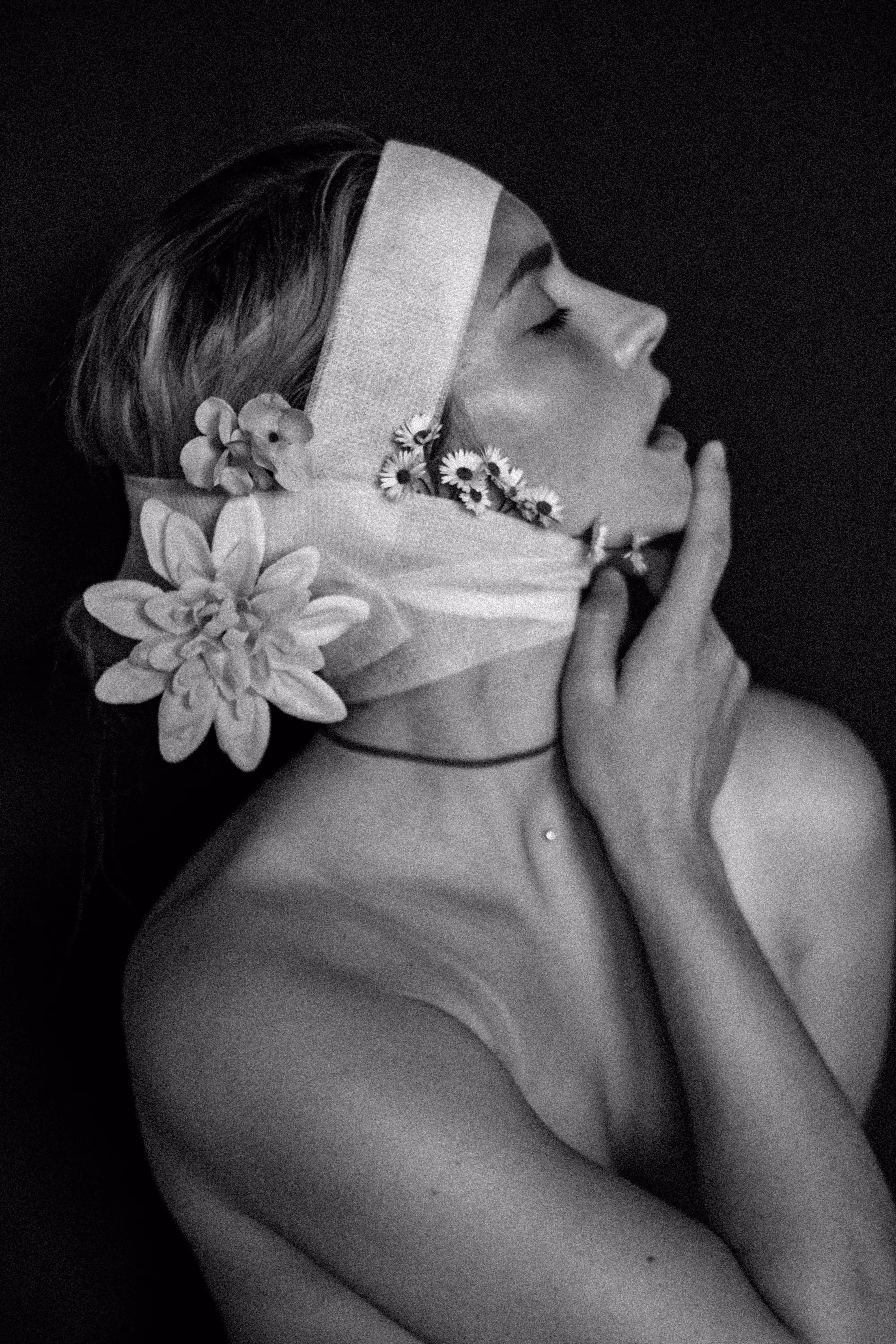 Face and Flowers Women Portrait