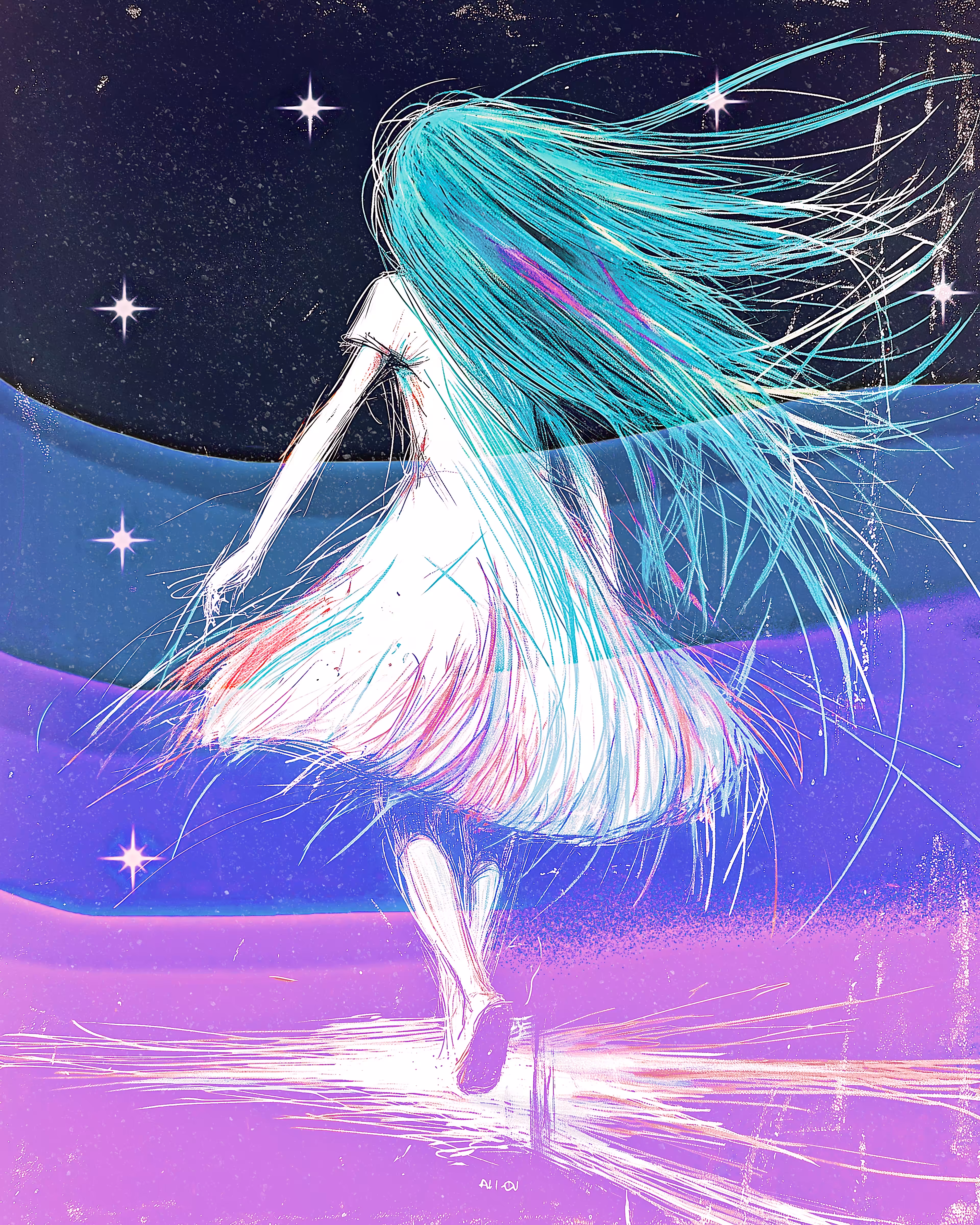 "Stepping Into Violet Dreams"