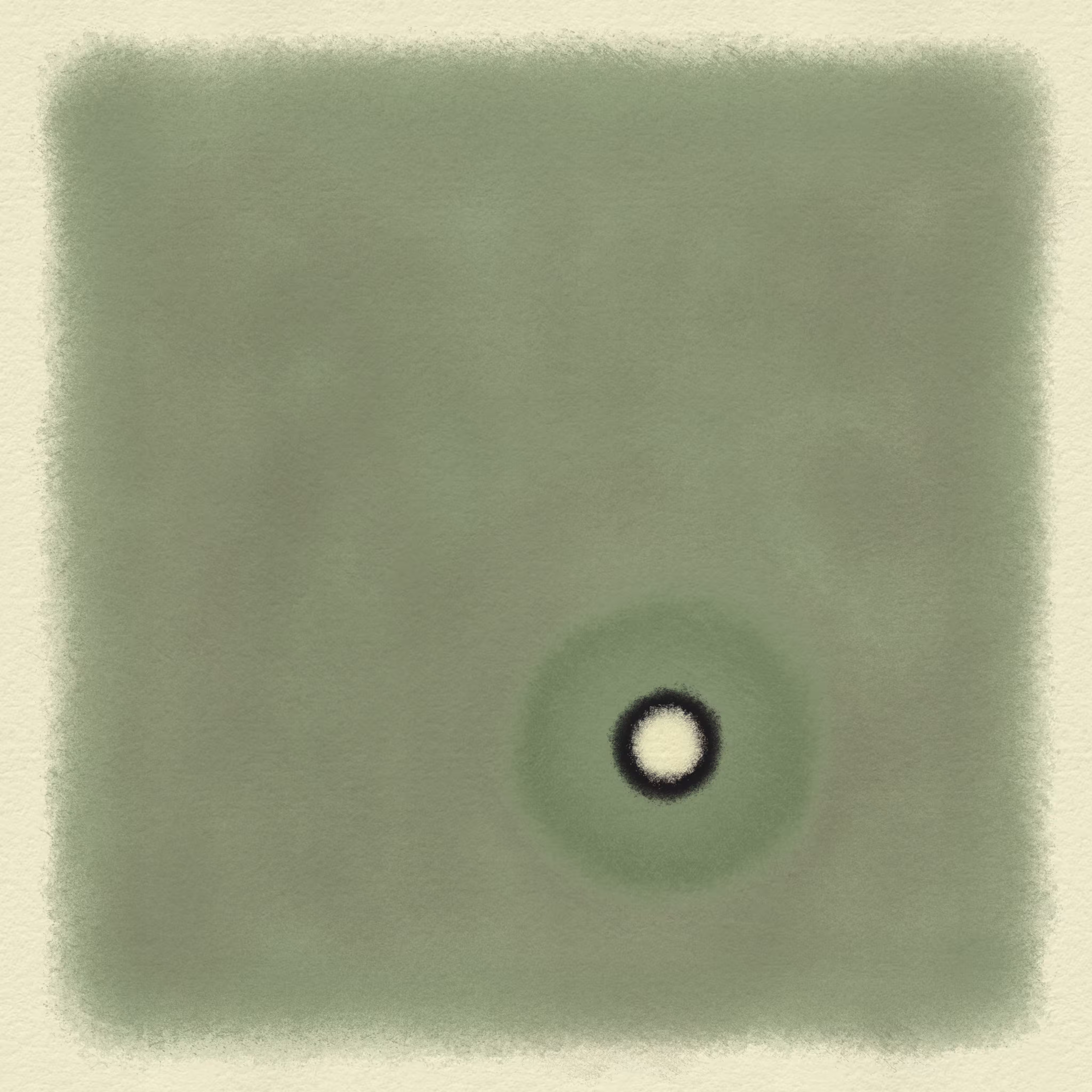 a black dot with a white dot on a green background