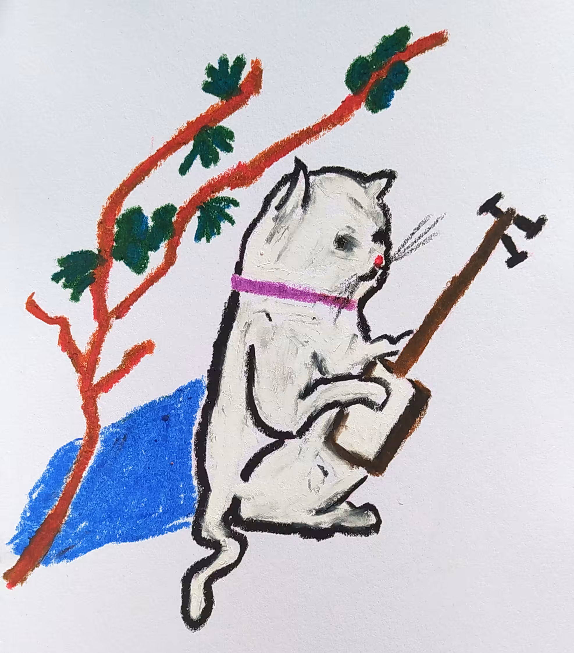 un gato tocando el shamisen