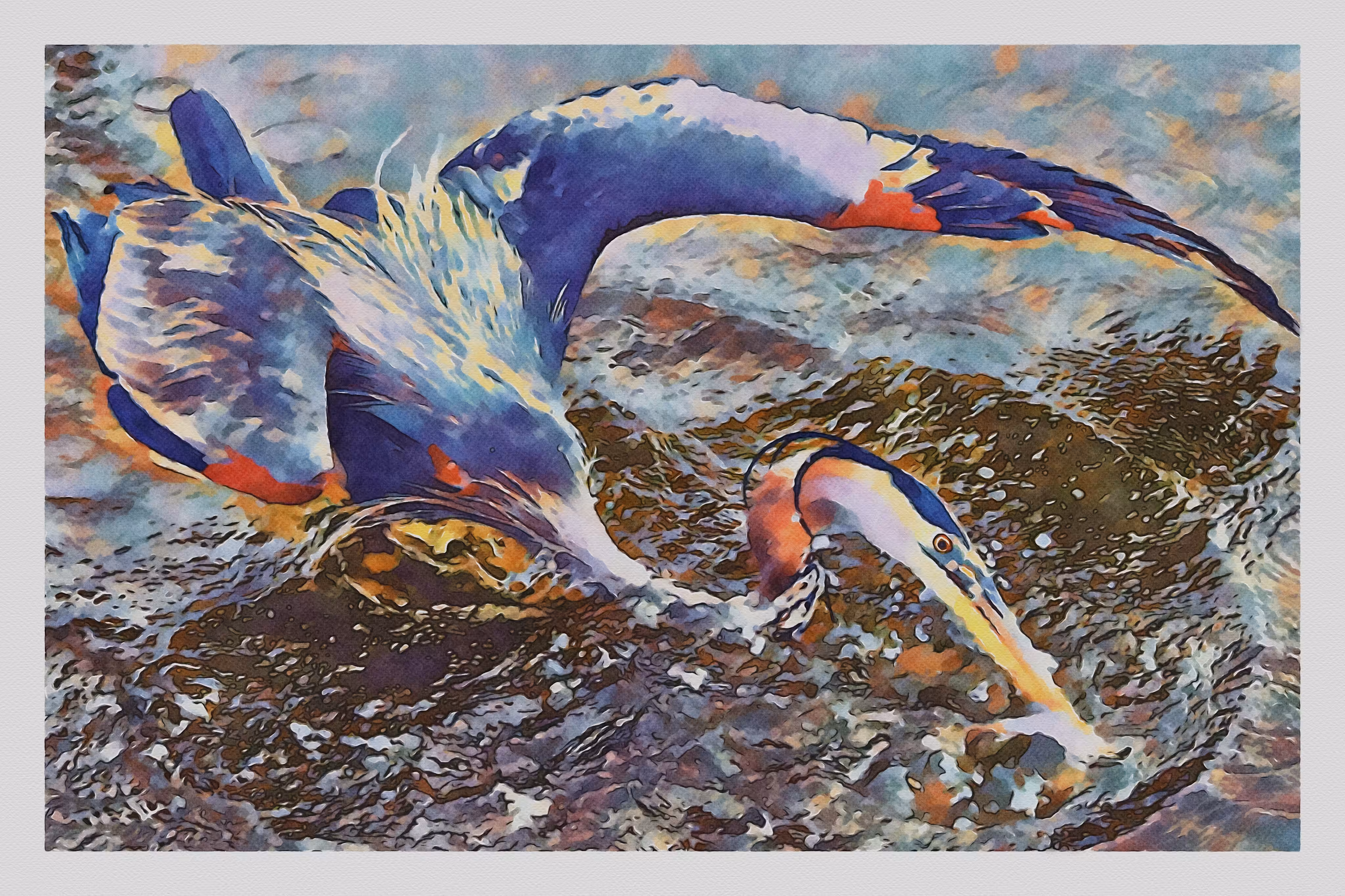 Watercolor - Great Blue Heron 11